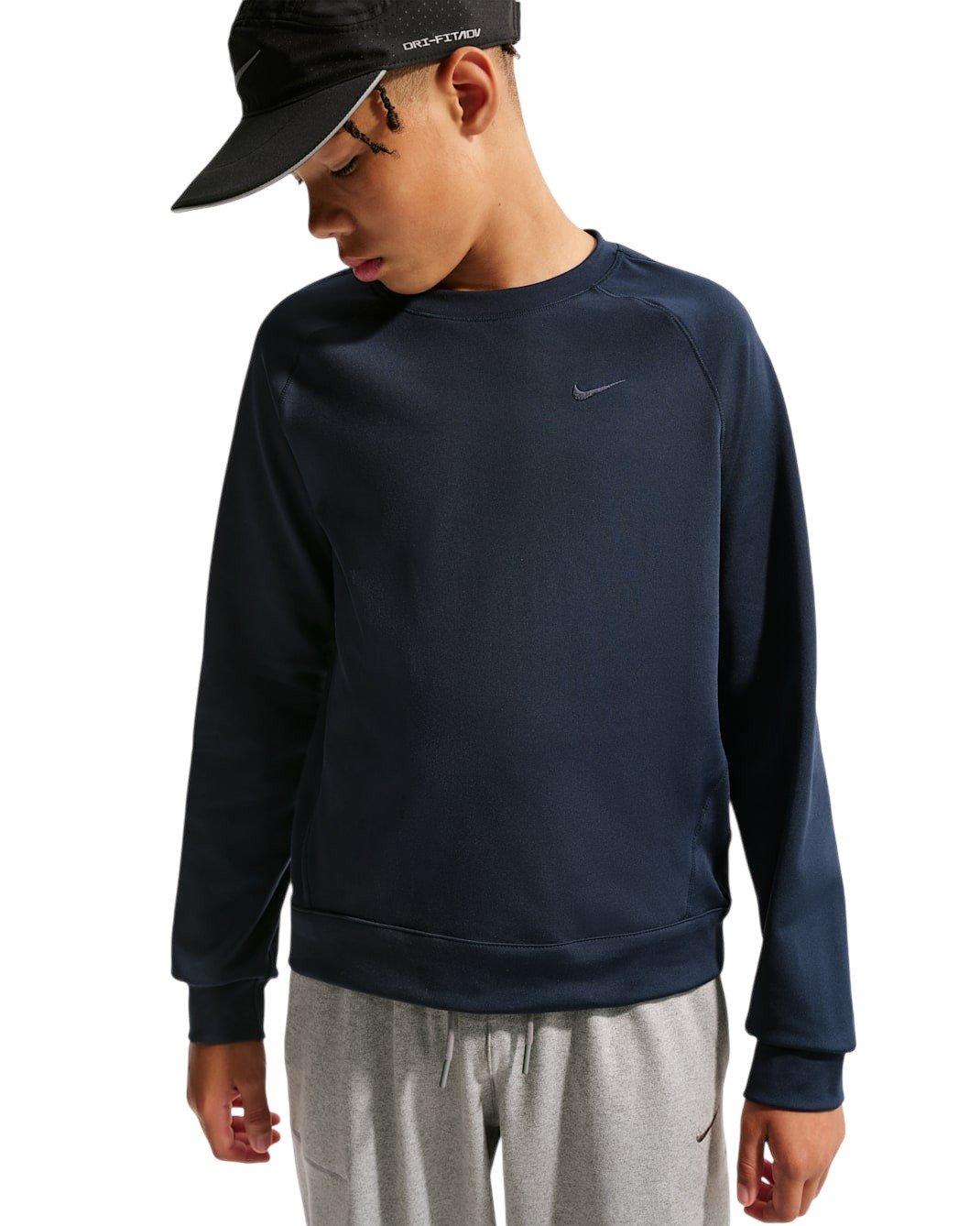 Nike Big Boys' Primary Nano Dri-FIT UV Long Sleeve Crewneck Sweatshirt - Navy - NAVY