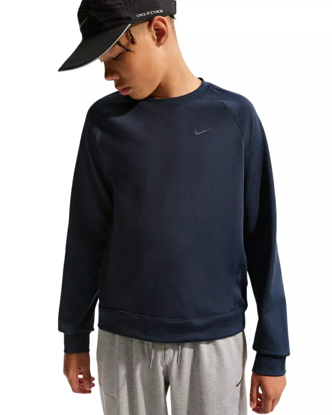 Nike Big Boys' Primary Nano Dri-FIT UV Long Sleeve Crewneck Sweatshirt - Navy - NAVY