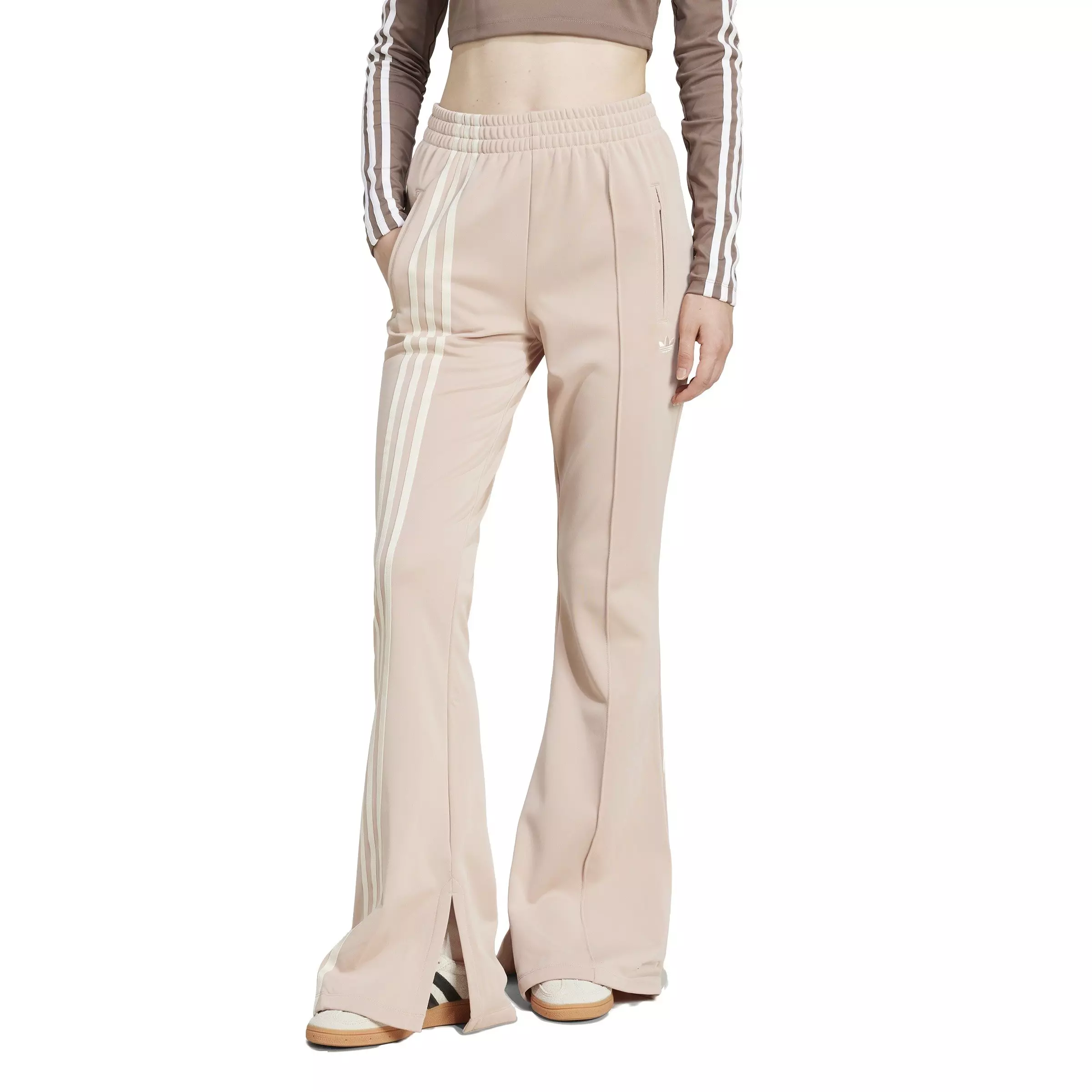 adidas Originals Women's 3-Stripes Flared Firebird Track Pants -Pink - PINK