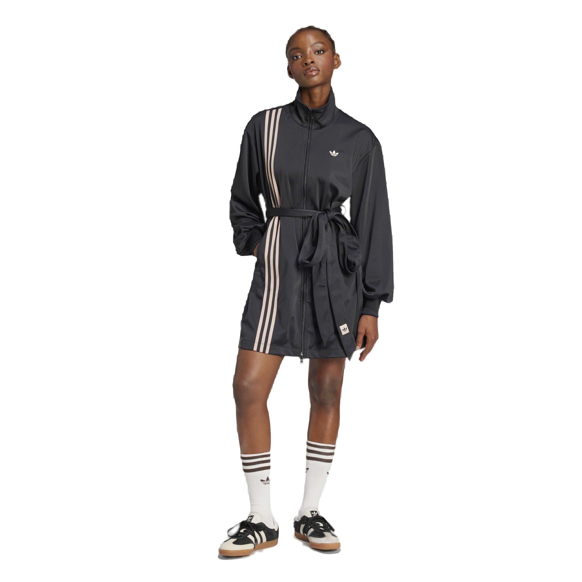 adidas Originals Women's 3-Stripe Wrapped Track Suit Dress -Black - BLACK