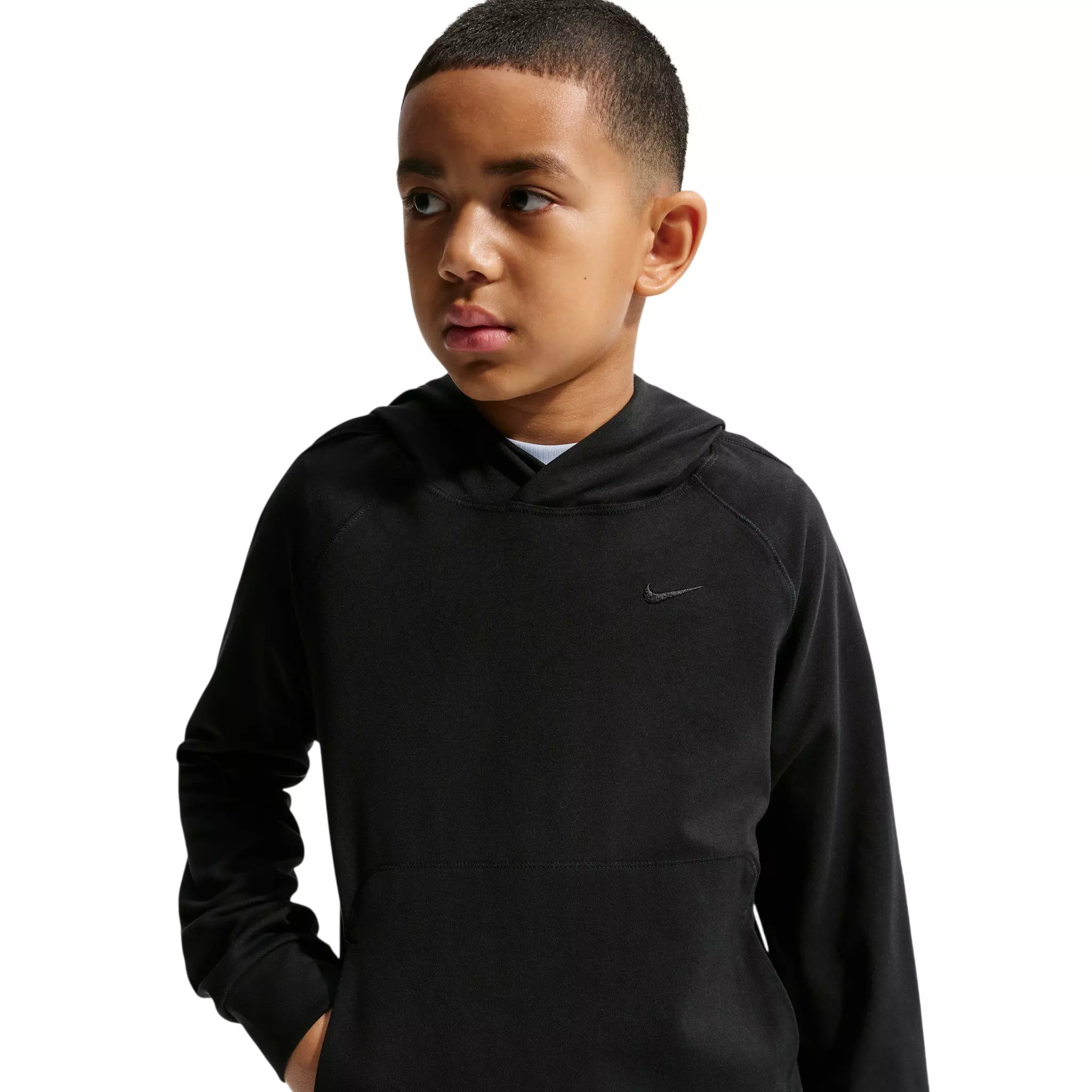 Nike Big Boys' Primary Nanoknit Dri-FIT UC Protection Pullover Hoodie - Black - BLACK