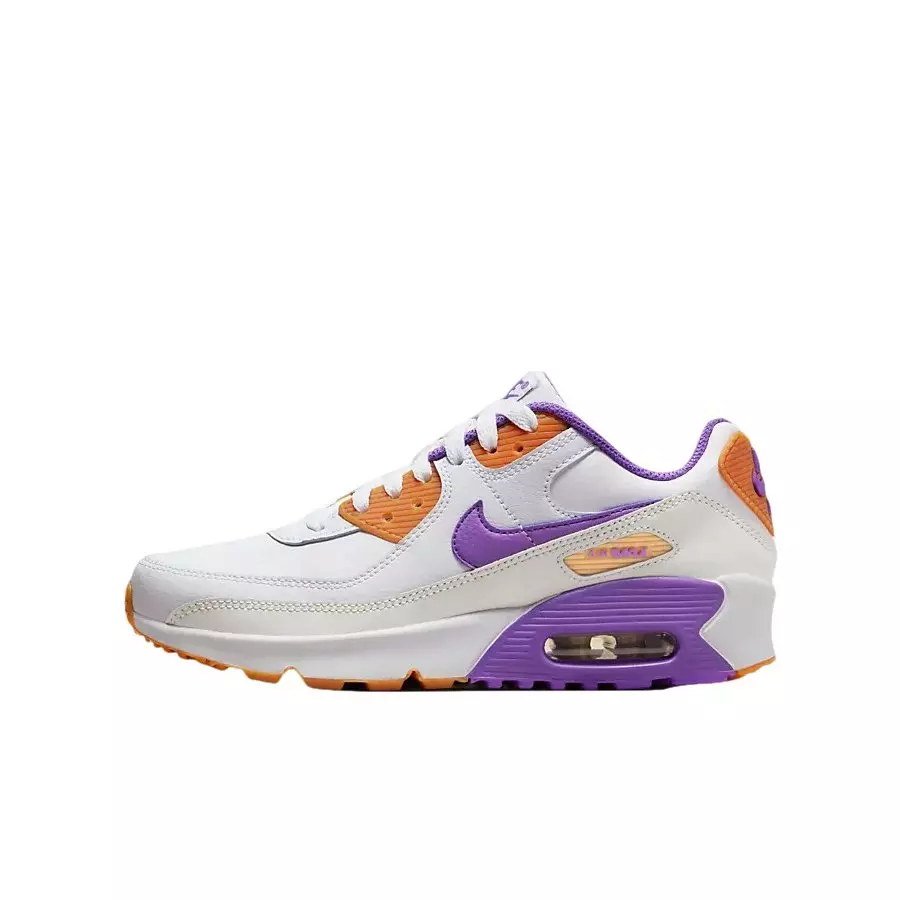 Nike Air Max 90 LTR "White/Citron/Grape" Grade School Girls' Shoe - WHITE/PHANTOM/CITRON/GRAPE