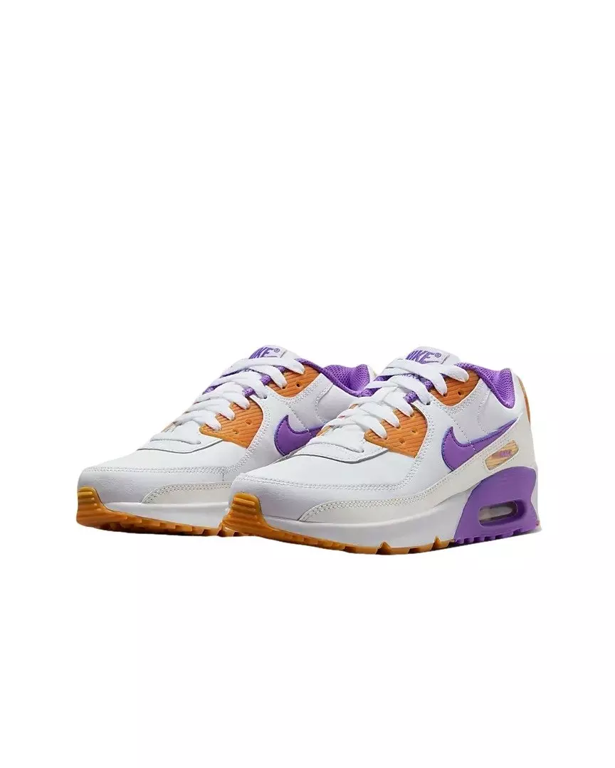 Nike Air Max 90 LTR "White/Citron/Grape" Grade School Girls' Shoe - WHITE/PHANTOM/CITRON/GRAPE