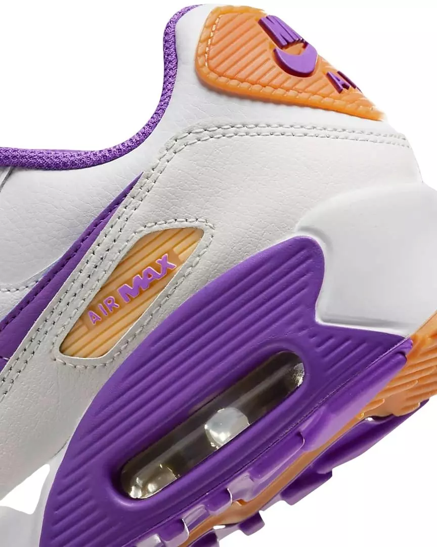 Nike Air Max 90 LTR "White/Citron/Grape" Grade School Girls' Shoe - WHITE/PHANTOM/CITRON/GRAPE