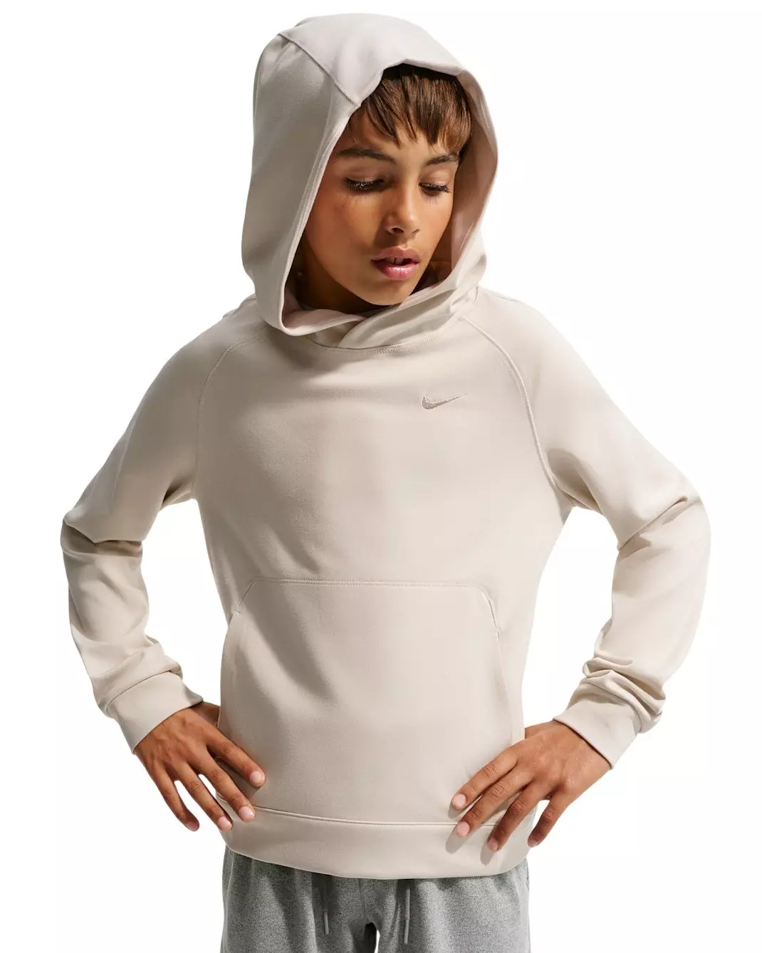 Nike Big Boys' Primary Nanoknit Dri-FIT UC Protection Pullover Hoodie - Beige - BEIGE