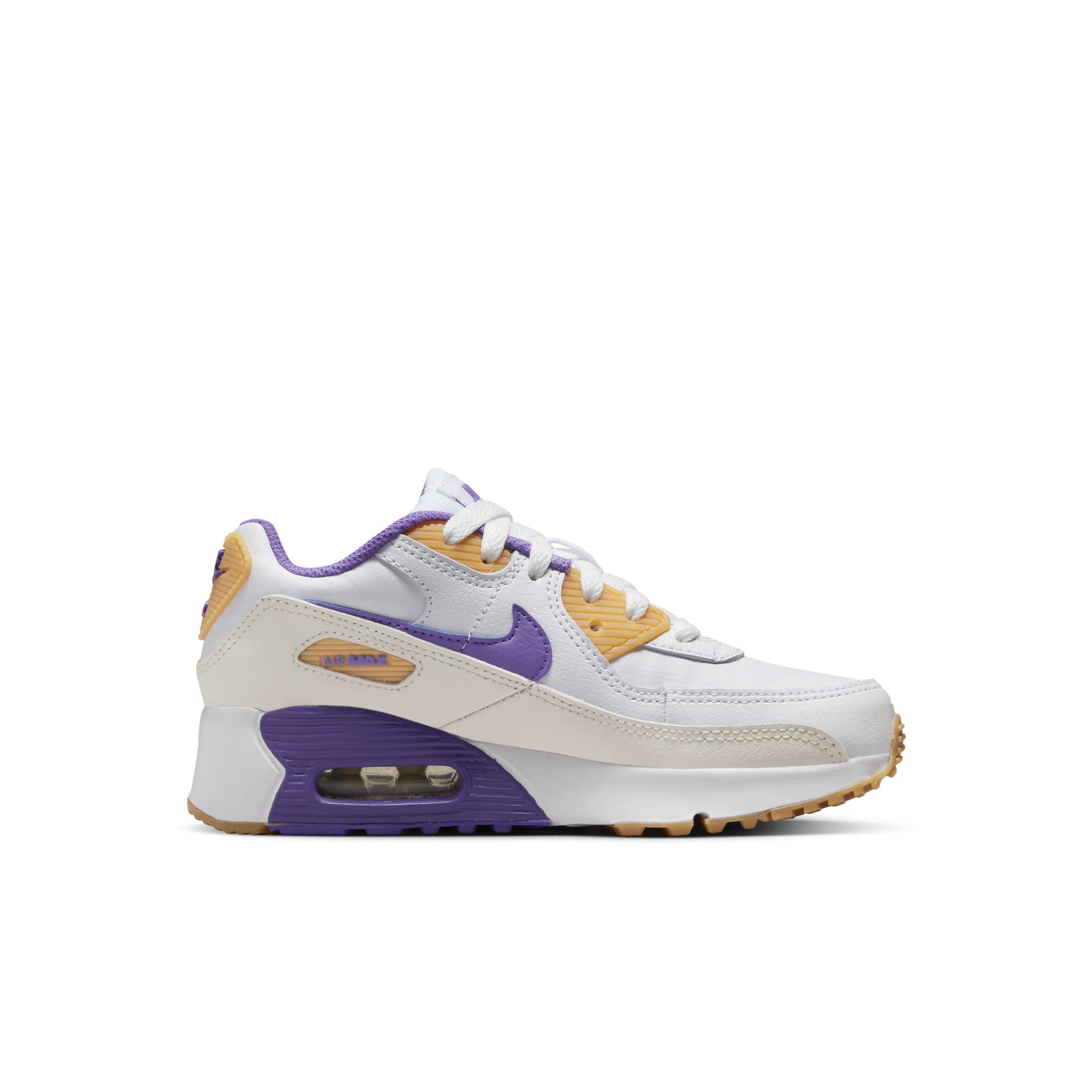 Nike Air Max 90 LTR "White/Phantom/Citron Tint/Action Grape" Preschool Girls' Shoe - WHITE/PHANTOM/CITRON/GRAPE Thumbnail View 1