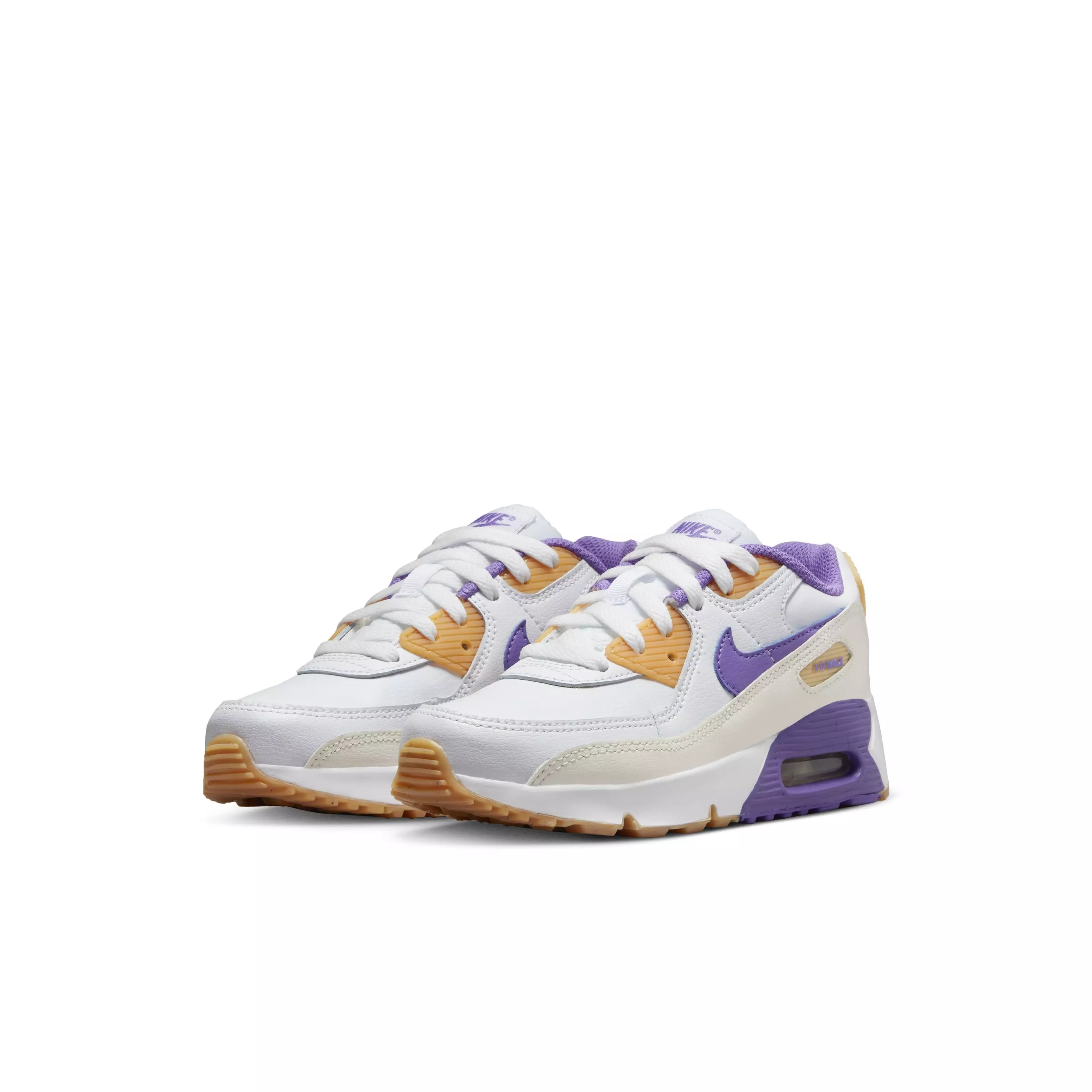 Nike Air Max 90 LTR "White/Phantom/Citron Tint/Action Grape" Preschool Girls' Shoe - WHITE/PHANTOM/CITRON/GRAPE