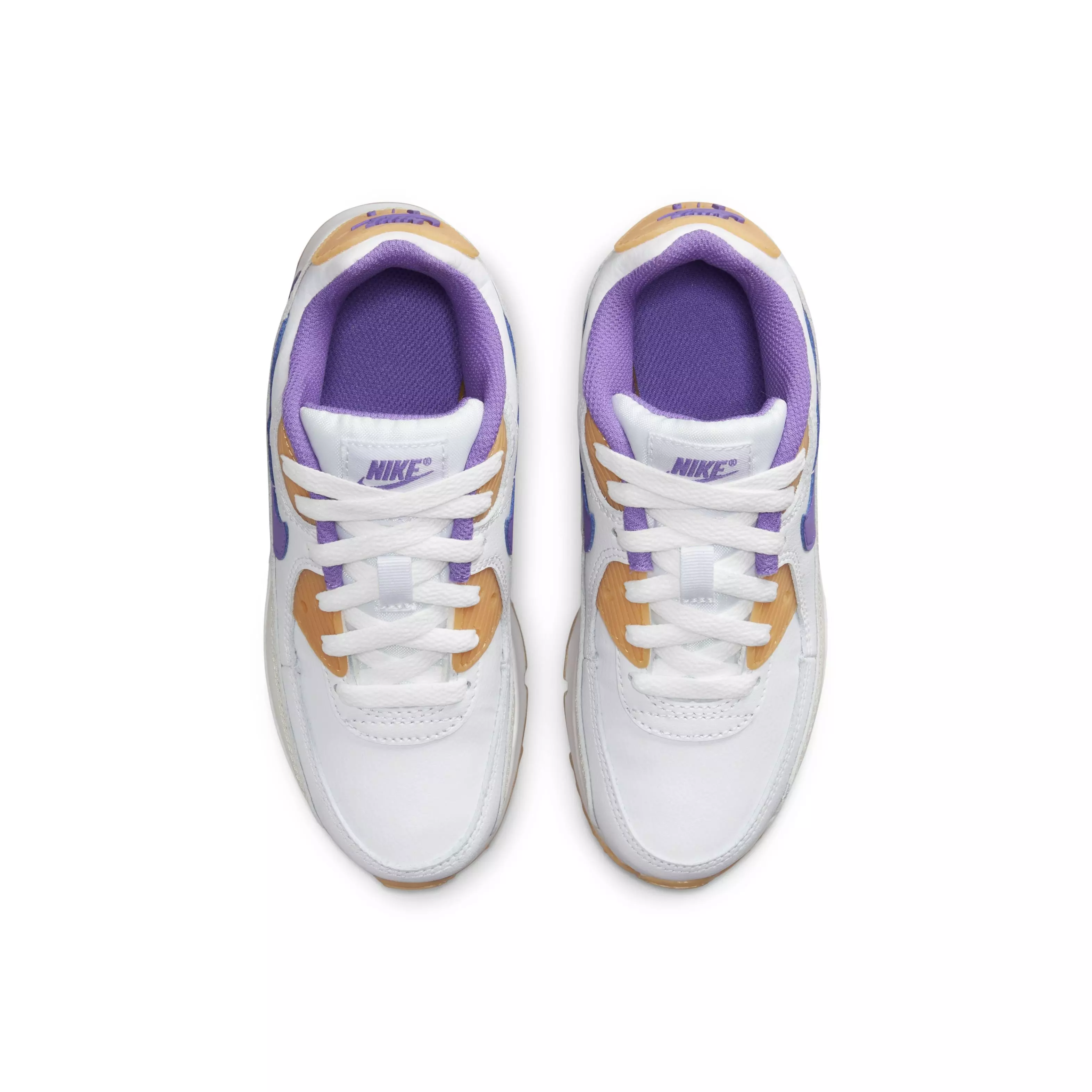 Nike Air Max 90 LTR "White/Phantom/Citron Tint/Action Grape" Preschool Girls' Shoe - WHITE/PHANTOM/CITRON/GRAPE