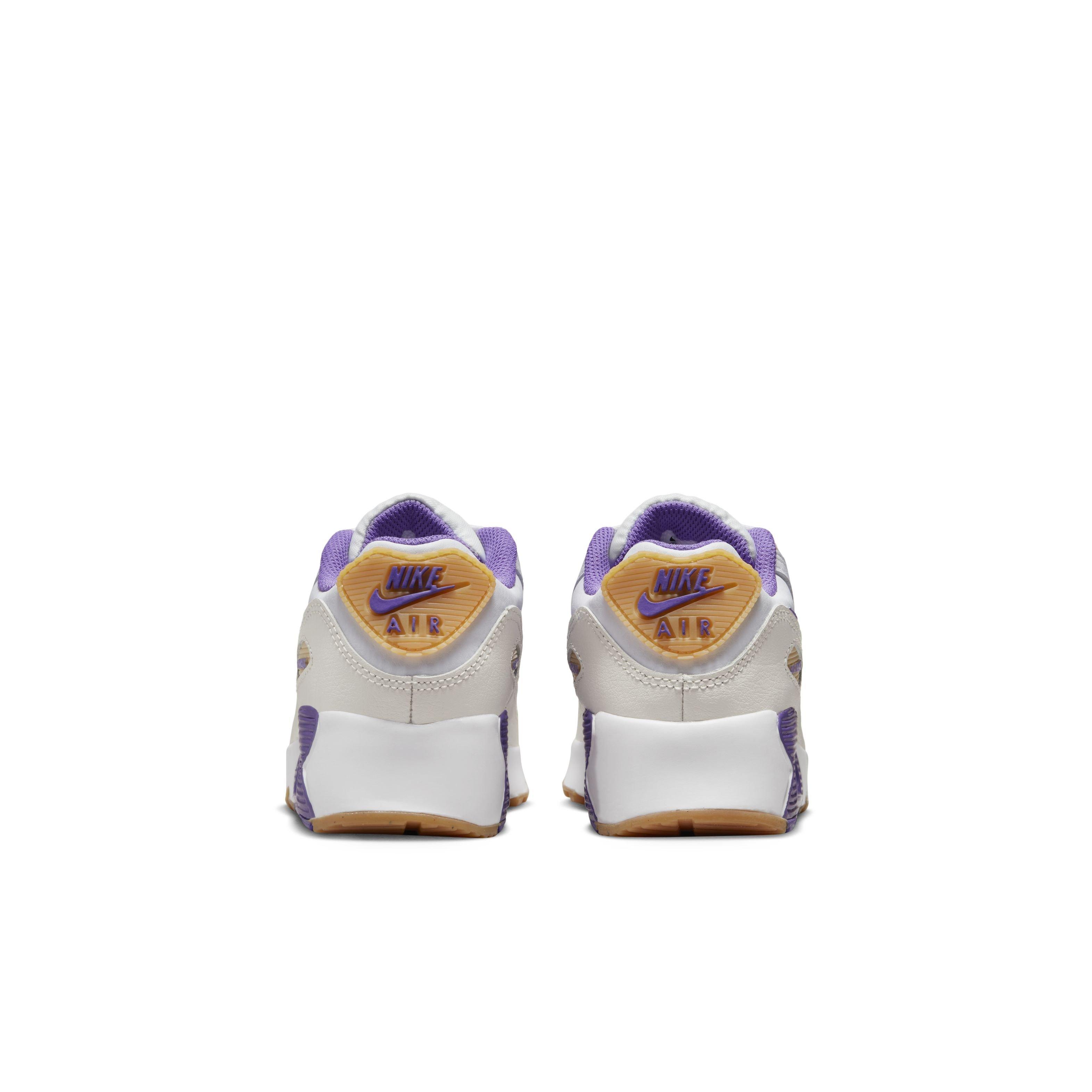 Nike Air Max 90 LTR "White/Phantom/Citron Tint/Action Grape" Preschool Girls' Shoe - WHITE/PHANTOM/CITRON/GRAPE Thumbnail View 5