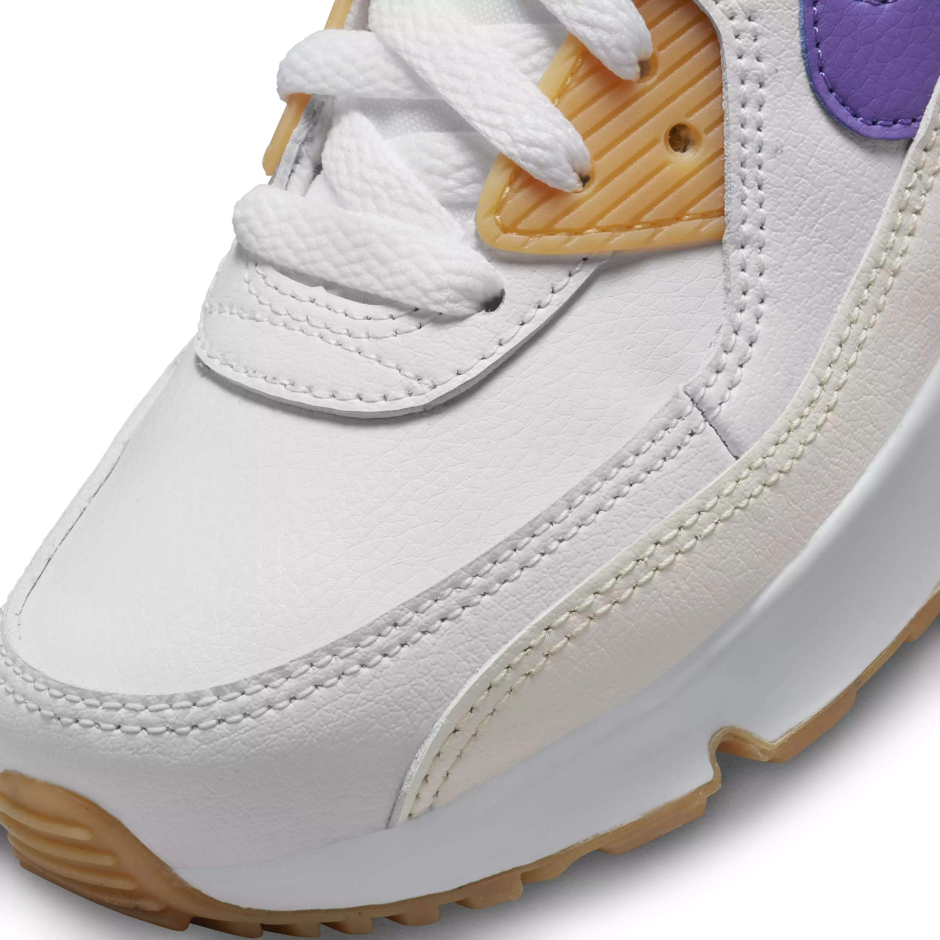Nike Air Max 90 LTR "White/Phantom/Citron Tint/Action Grape" Preschool Girls' Shoe - WHITE/PHANTOM/CITRON/GRAPE