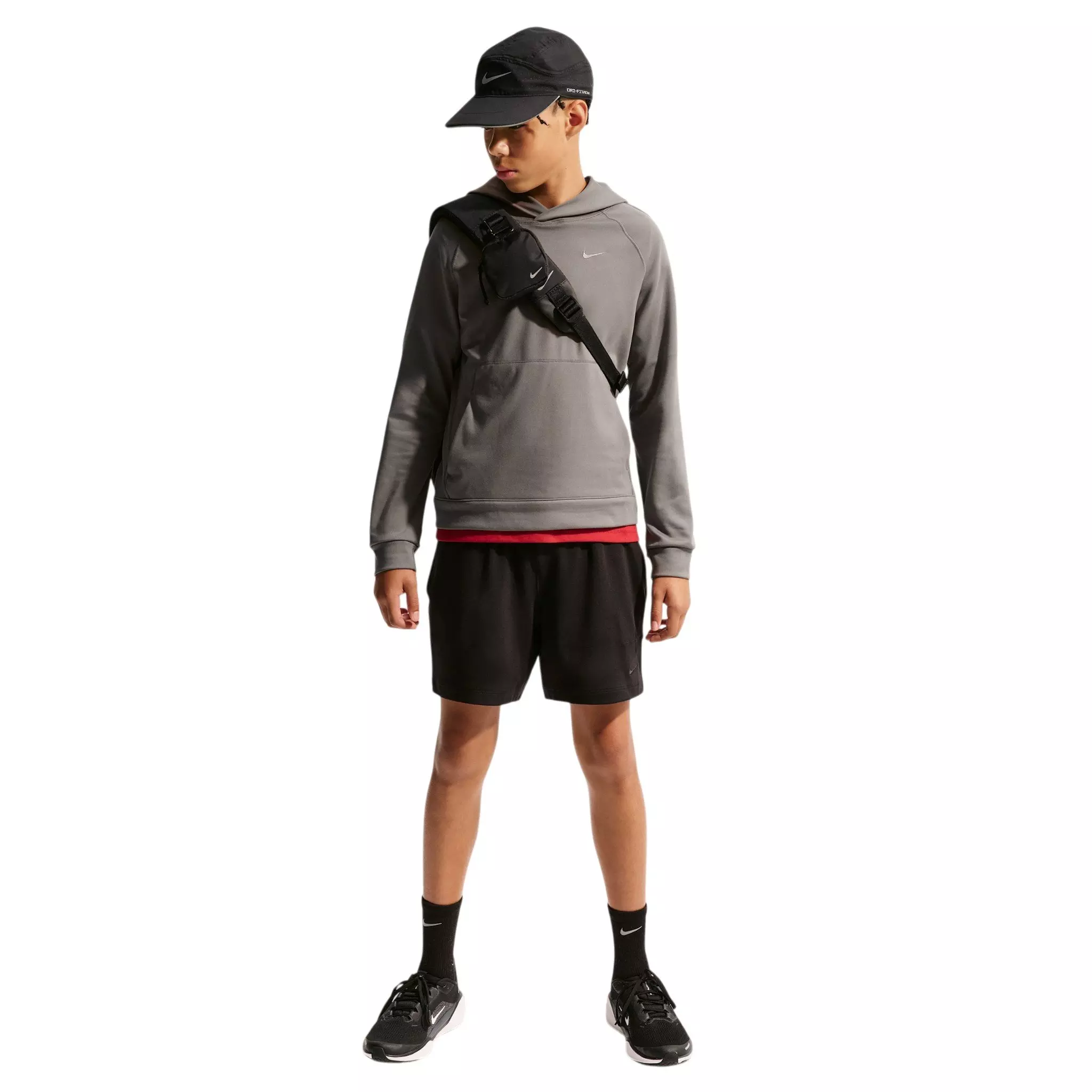 Nike Big Boys' Primary Nanoknit Dri-FIT UC Protection Pullover Hoodie - Grey - GREY