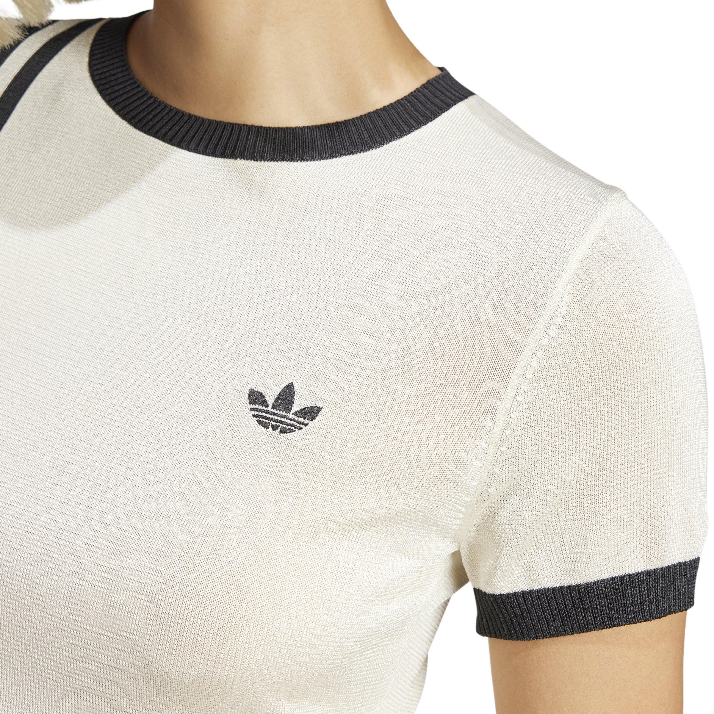 adidas Originals Knitted 3-Stripes Women's White Short Tee