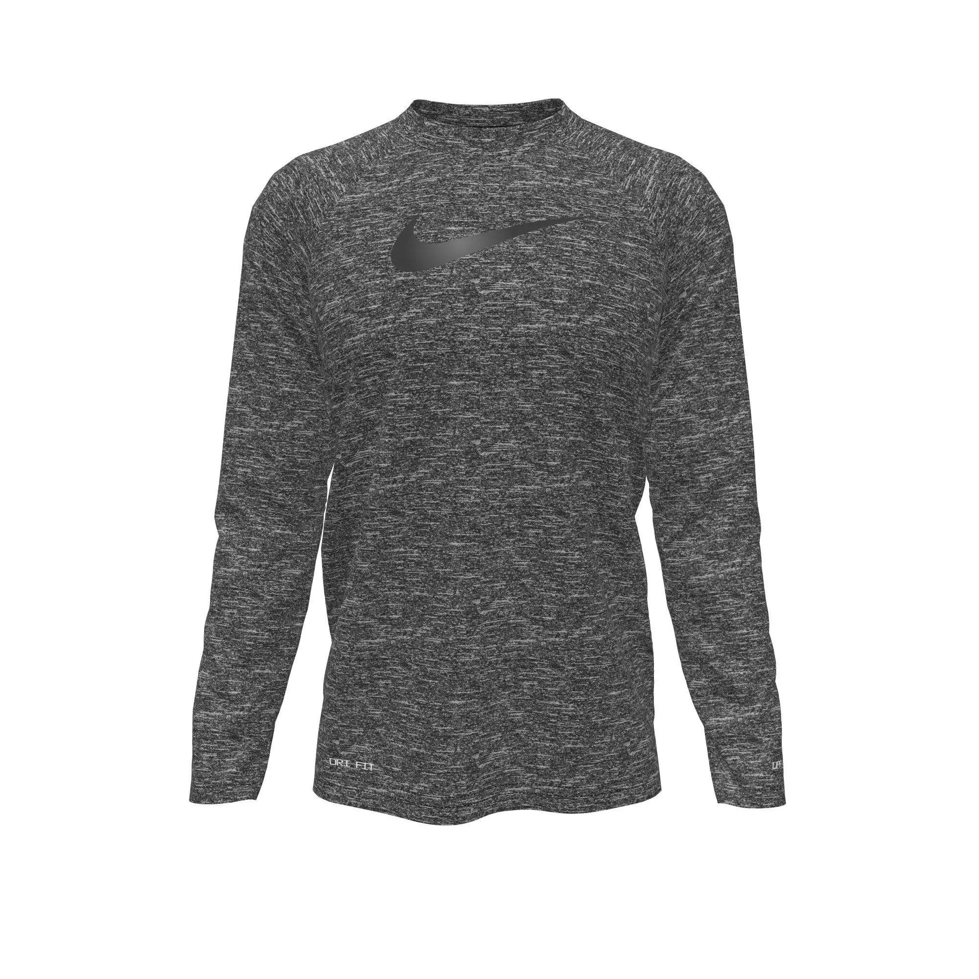 Nike Big Boys' Swim Hydroguard Heather Essential Dri-FIT UV Long Sleeve Swim Top - Black - BLACK