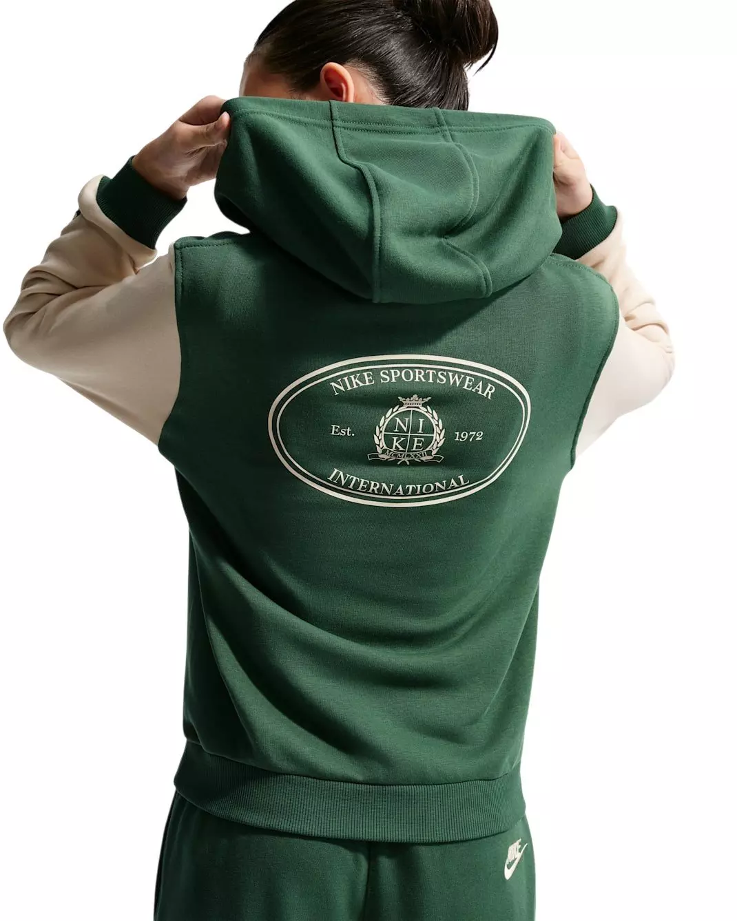Nike Big Kids' Sportswear Club French Terry Hoodie - Green/Beige - GREEN/BEIGE