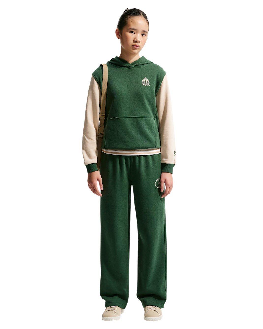 Nike Big Kids' Sportswear Club French Terry Hoodie - Green/Beige - GREEN/BEIGE
