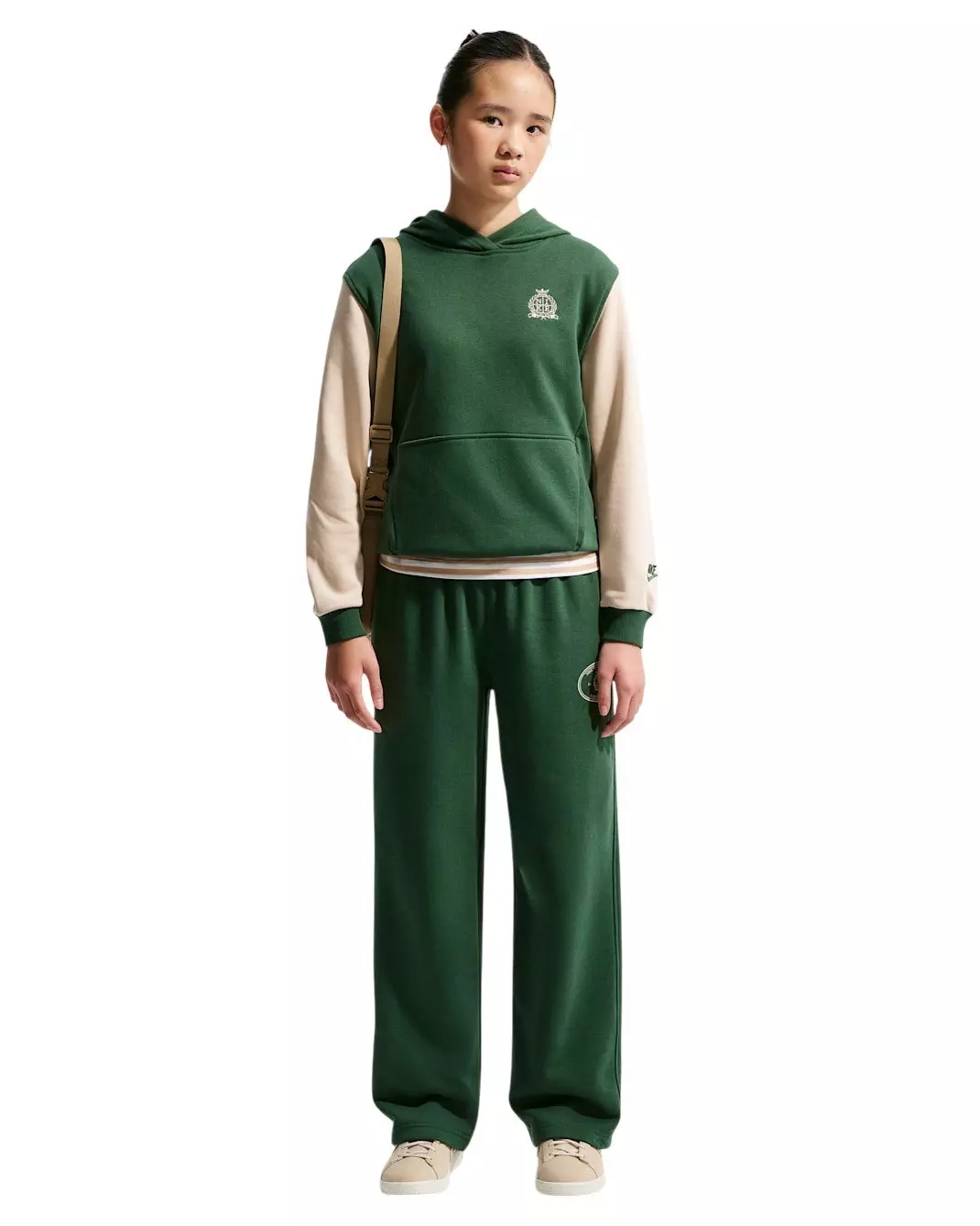 Nike Big Kids' Sportswear Club French Terry Hoodie - Green/Beige - GREEN/BEIGE