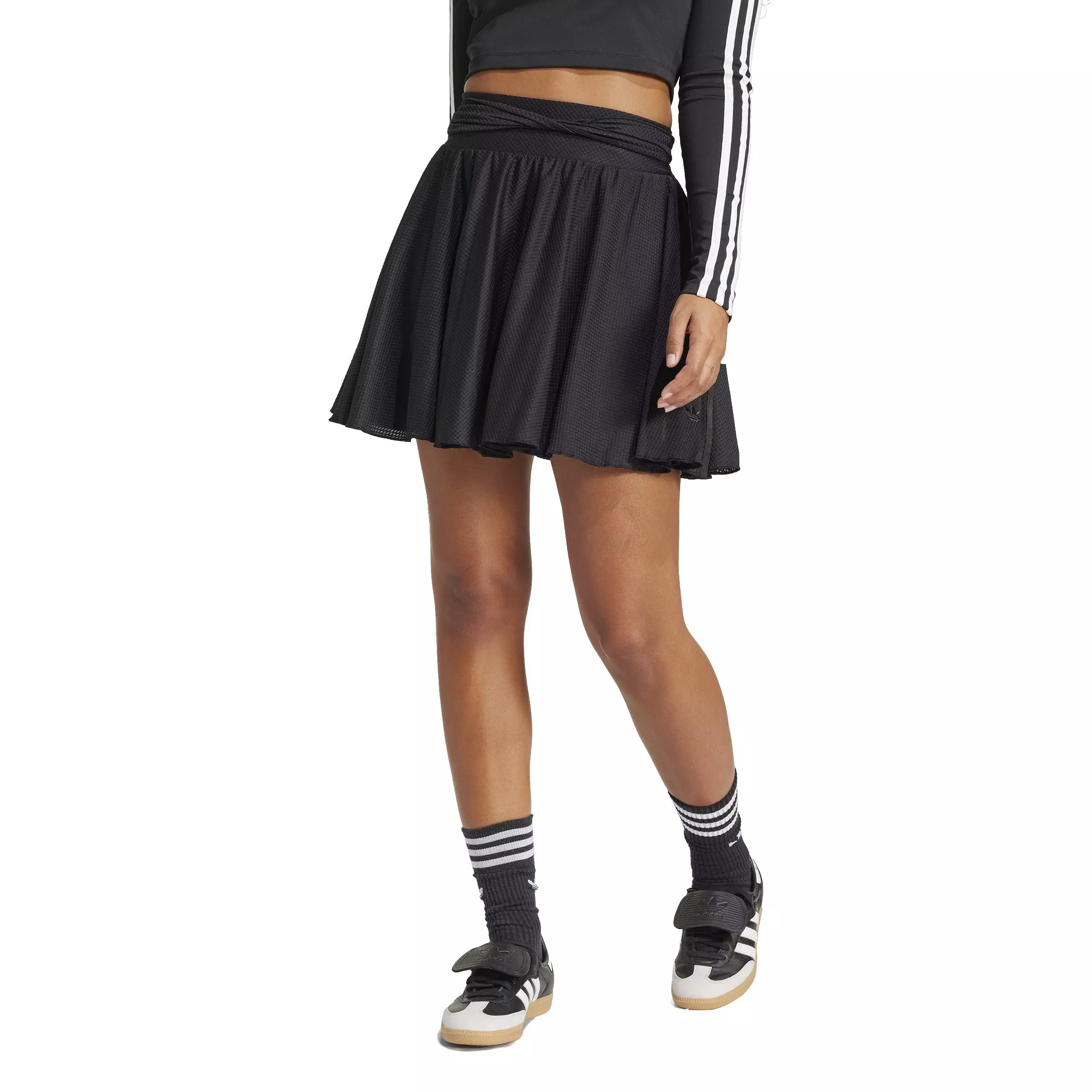 adidas Originals Women's Mesh Mini Wrap Skirt -Black - BLACK