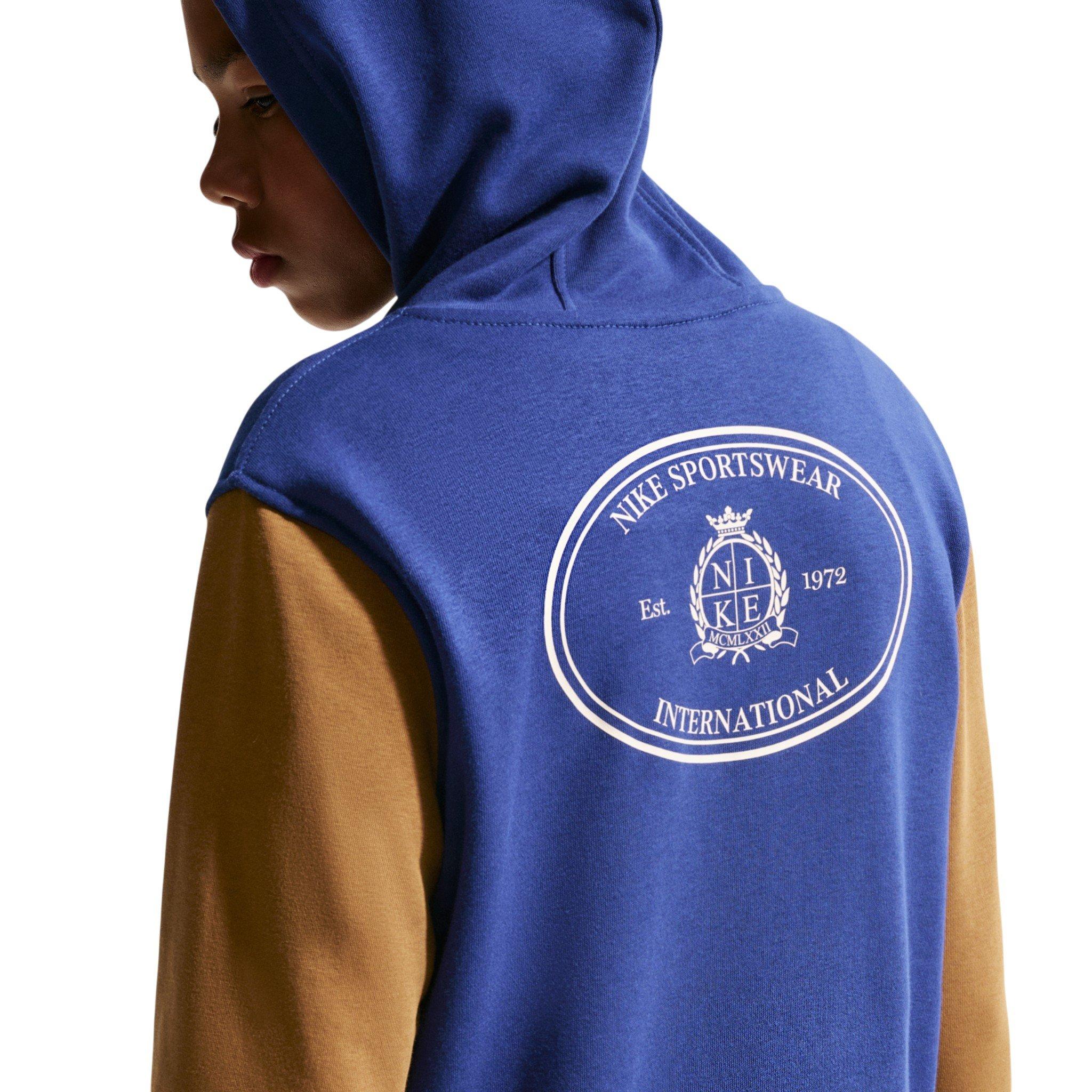 Nike Big Kids' Sportswear Club French Terry Hoodie - Royal Blue/Brown - ROYAL BLUE/BROWN