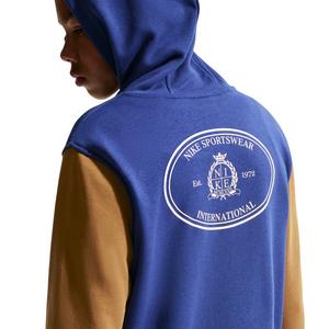 Nike Big Kids' Sportswear Club French Terry Hoodie - Royal Blue/Brown - ROYAL BLUE/BROWN