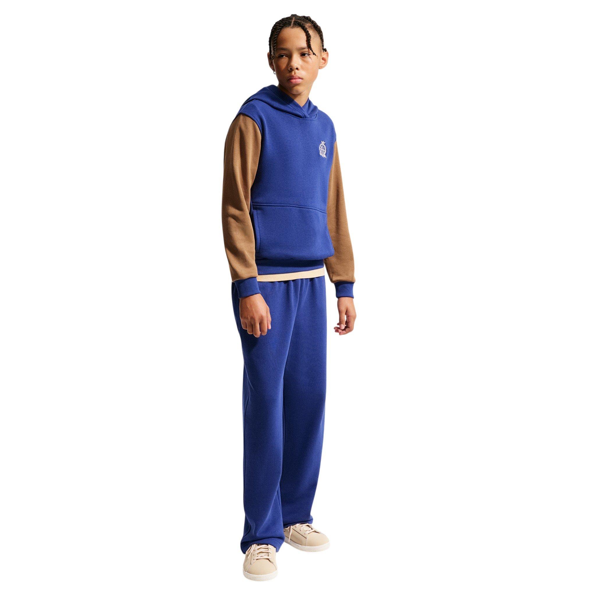 Nike Big Kids' Sportswear Club French Terry Hoodie - Royal Blue/Brown - ROYAL BLUE/BROWN