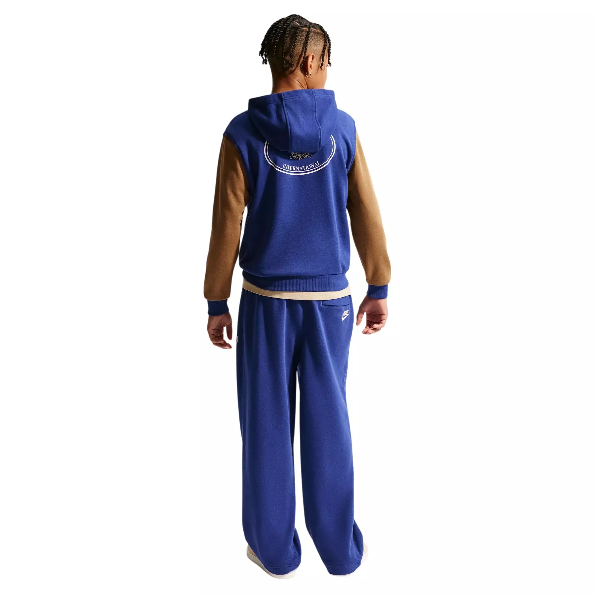 Nike Big Kids' Sportswear Club French Terry Hoodie - Royal Blue/Brown - ROYAL BLUE/BROWN