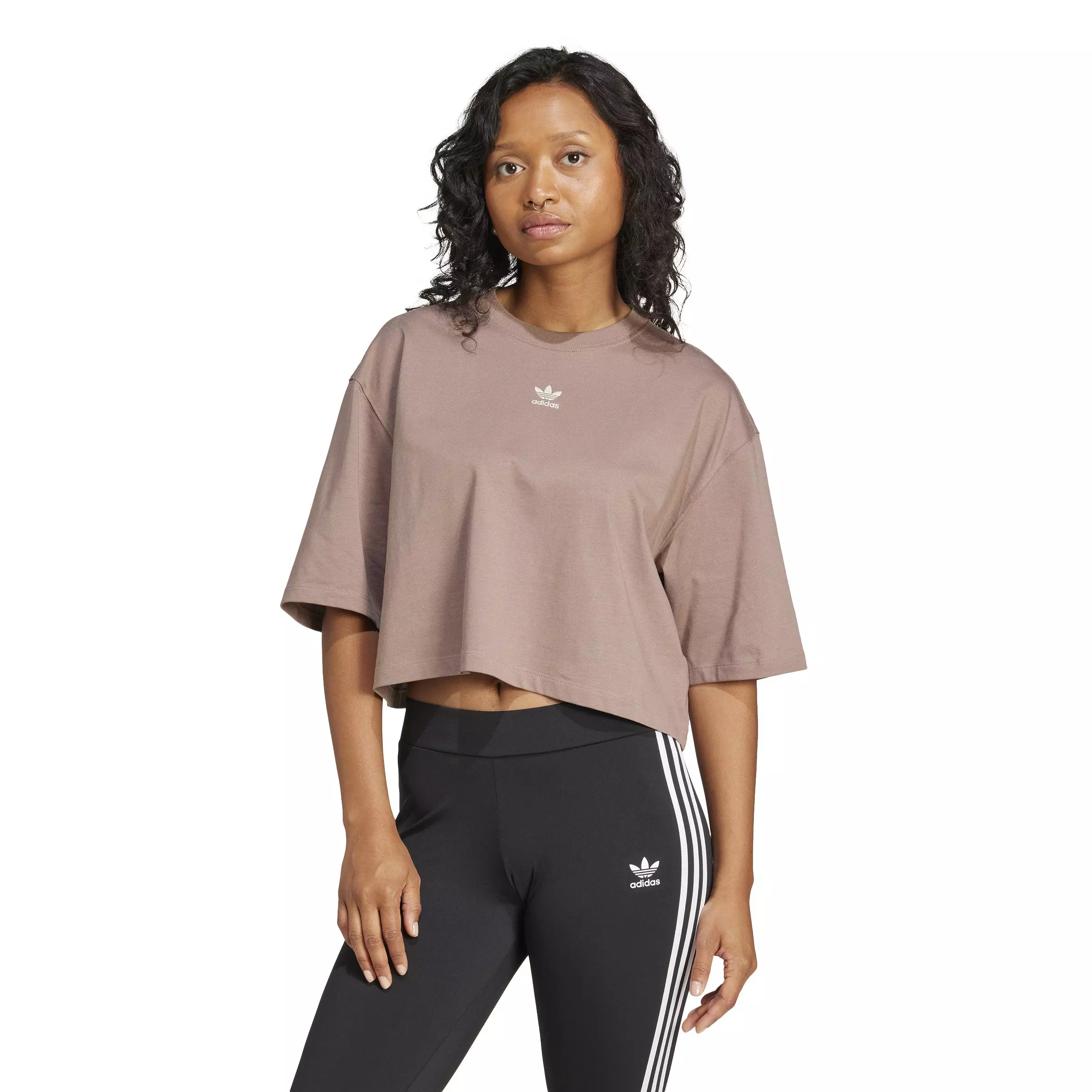 adidas Originals Women's Essentials Crop T-Shirt -Brown - BROWN