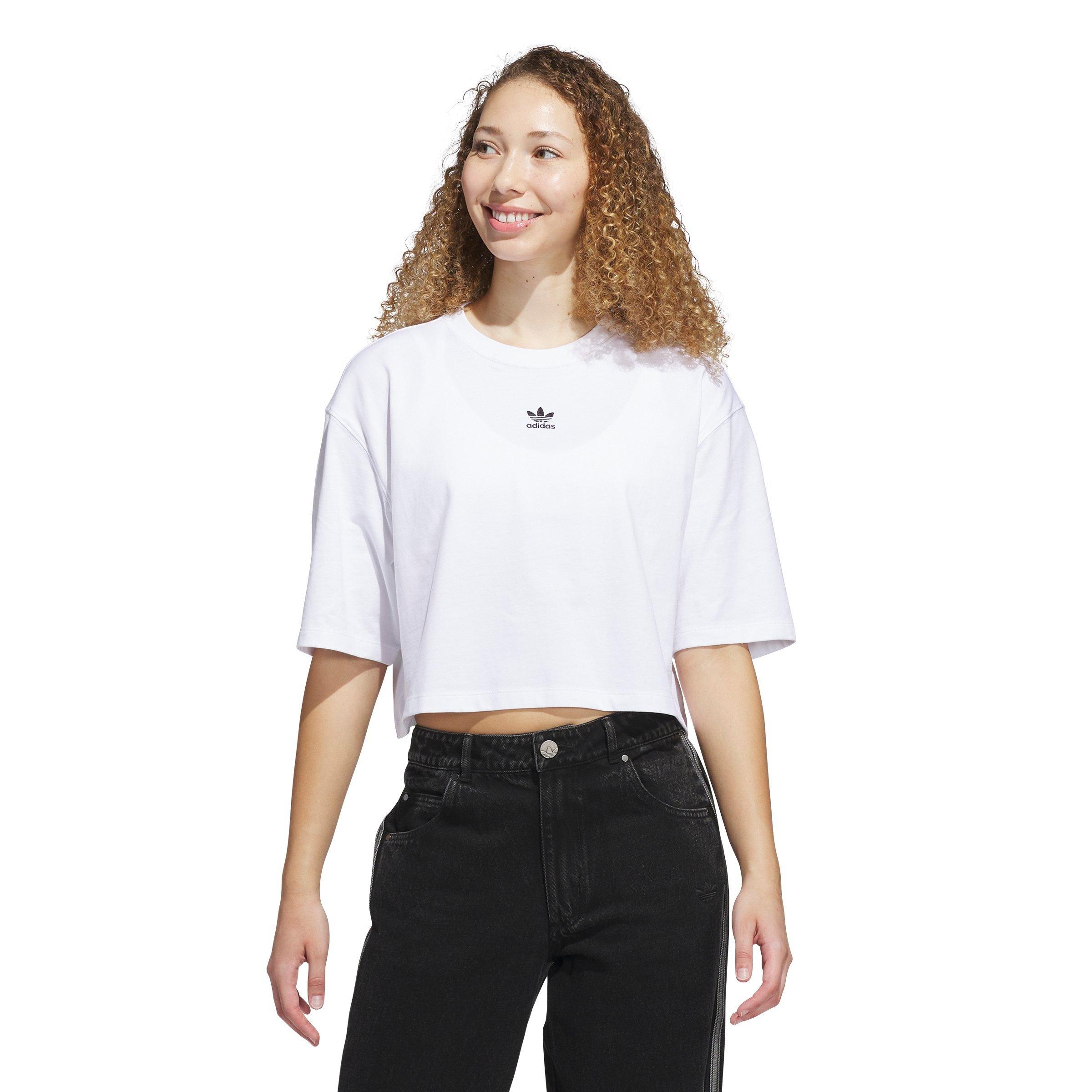 adidas Originals Women's Essentials Crop T-Shirt - White - WHITE Thumbnail View 1