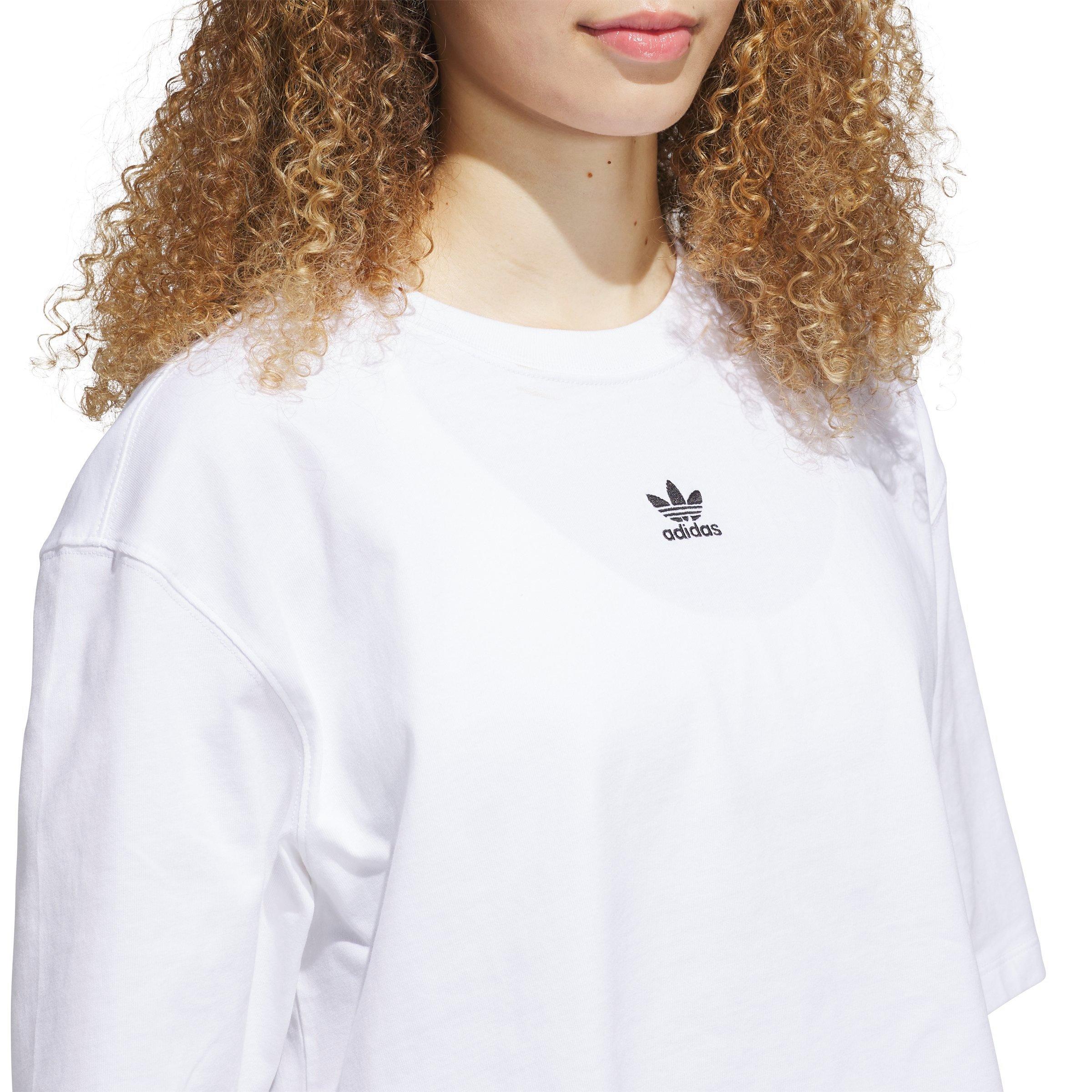 adidas Originals Women's Essentials Crop T-Shirt - White - WHITE Thumbnail View 3