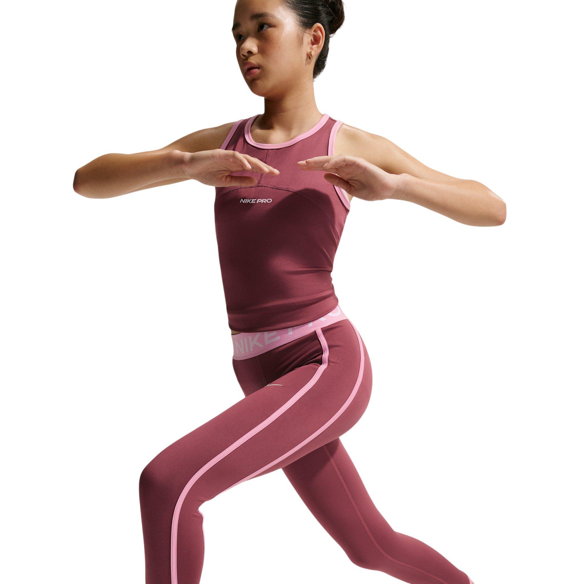 Nike Big Girls' Pro Full-Length Leggings - Pink Smoke/Pink - PINK SMOKE/PINK