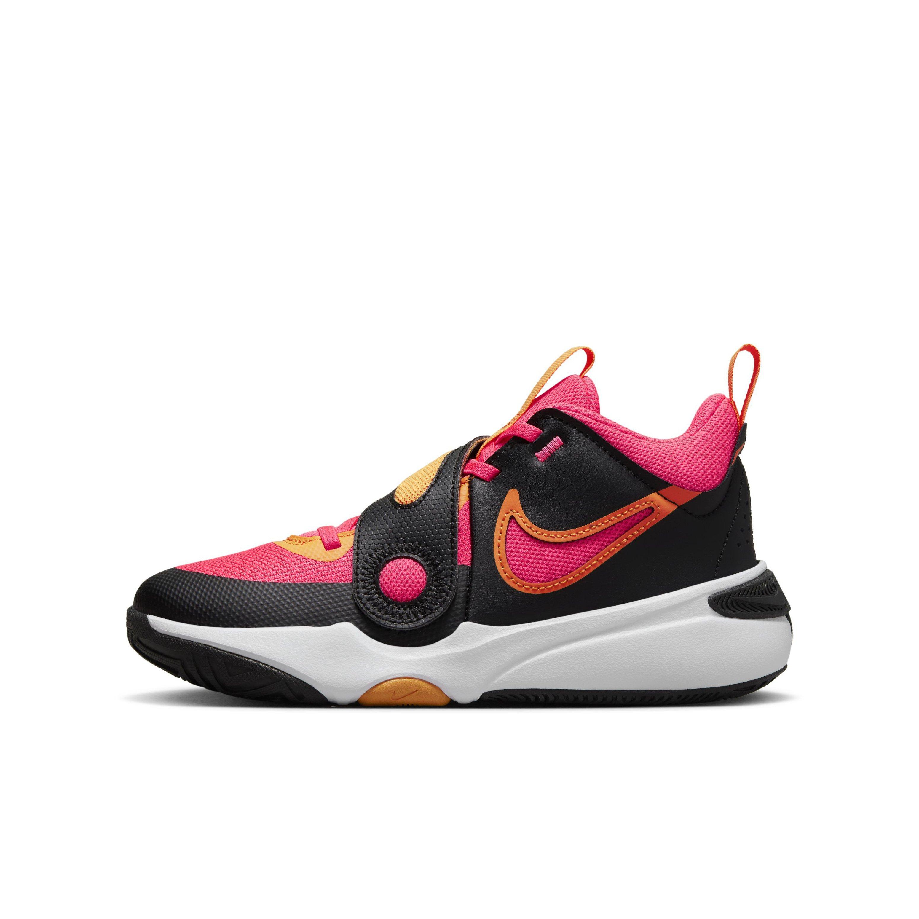 Nike Team Hustle D 11 Grade School Kids' "Black/Vivid Orange/White/Hot Punch" Basketball Shoe