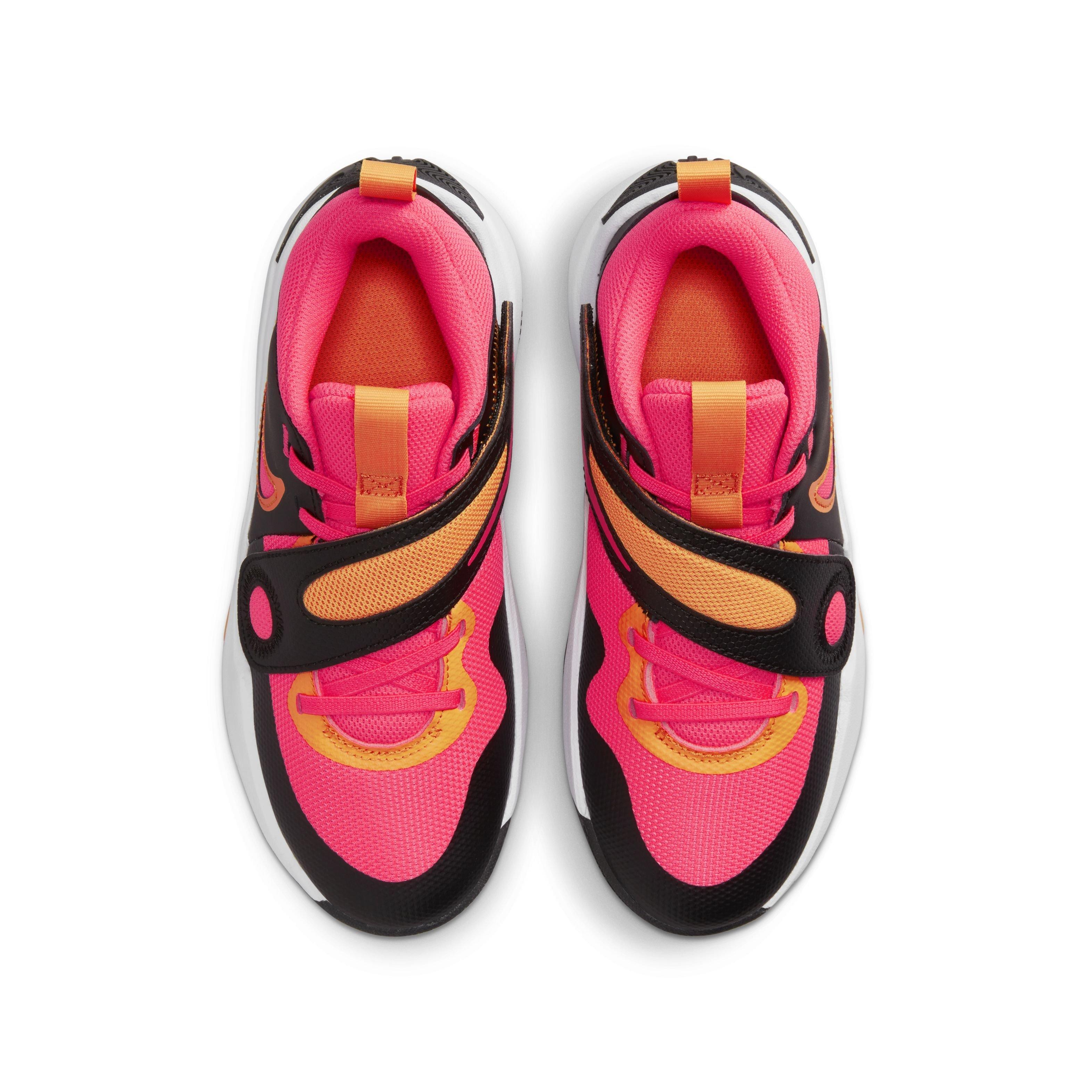 Nike Team Hustle D 11 Grade School Kids' "Black/Vivid Orange/White/Hot Punch" Basketball Shoe