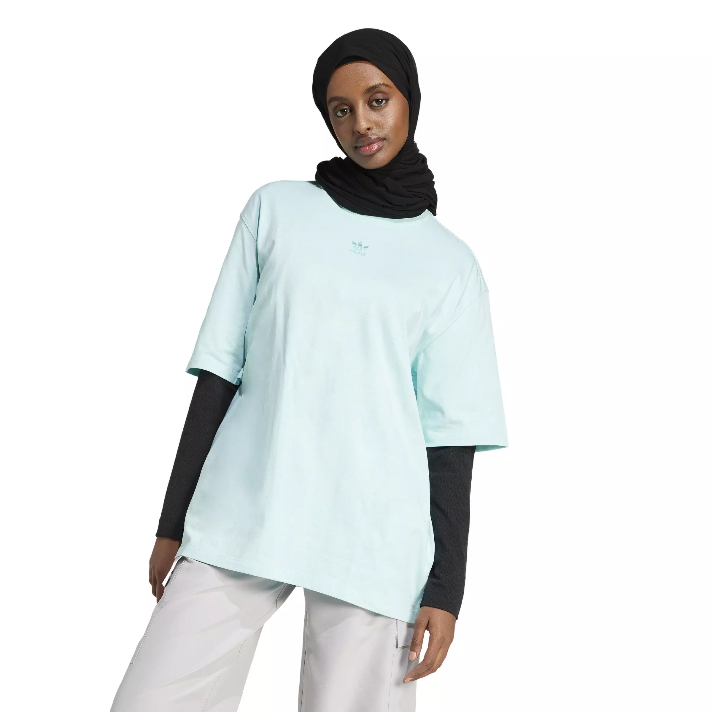 adidas Originals Women's Essentials Boyfriend T-Shirt -Turquoise - TURQUOISE 