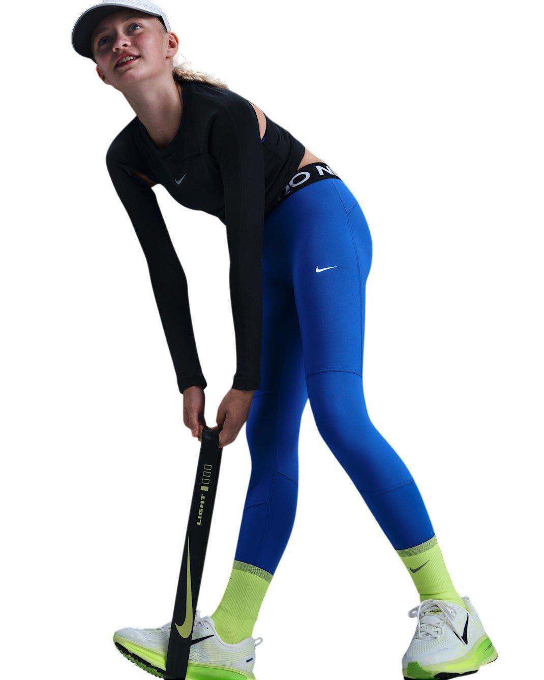 Nike Big Girls' Pro Dri-FIT Leggings - Blue - BLUE Thumbnail View 5