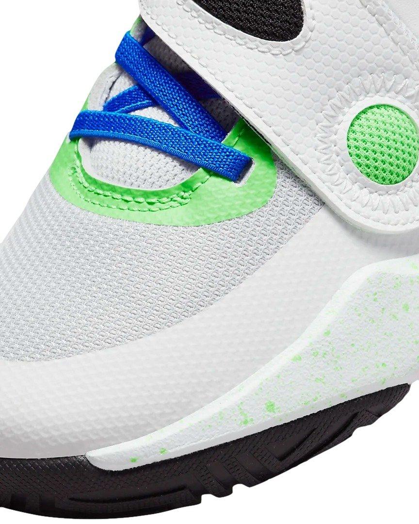 Nike Team Hustle D 11 "Summit White/Pure Platinum/Green Strike/Racer Blue" Grade School Boys' Basketball Shoe - WHITE/PLATINUM/GREEN/BLUE Thumbnail View 6