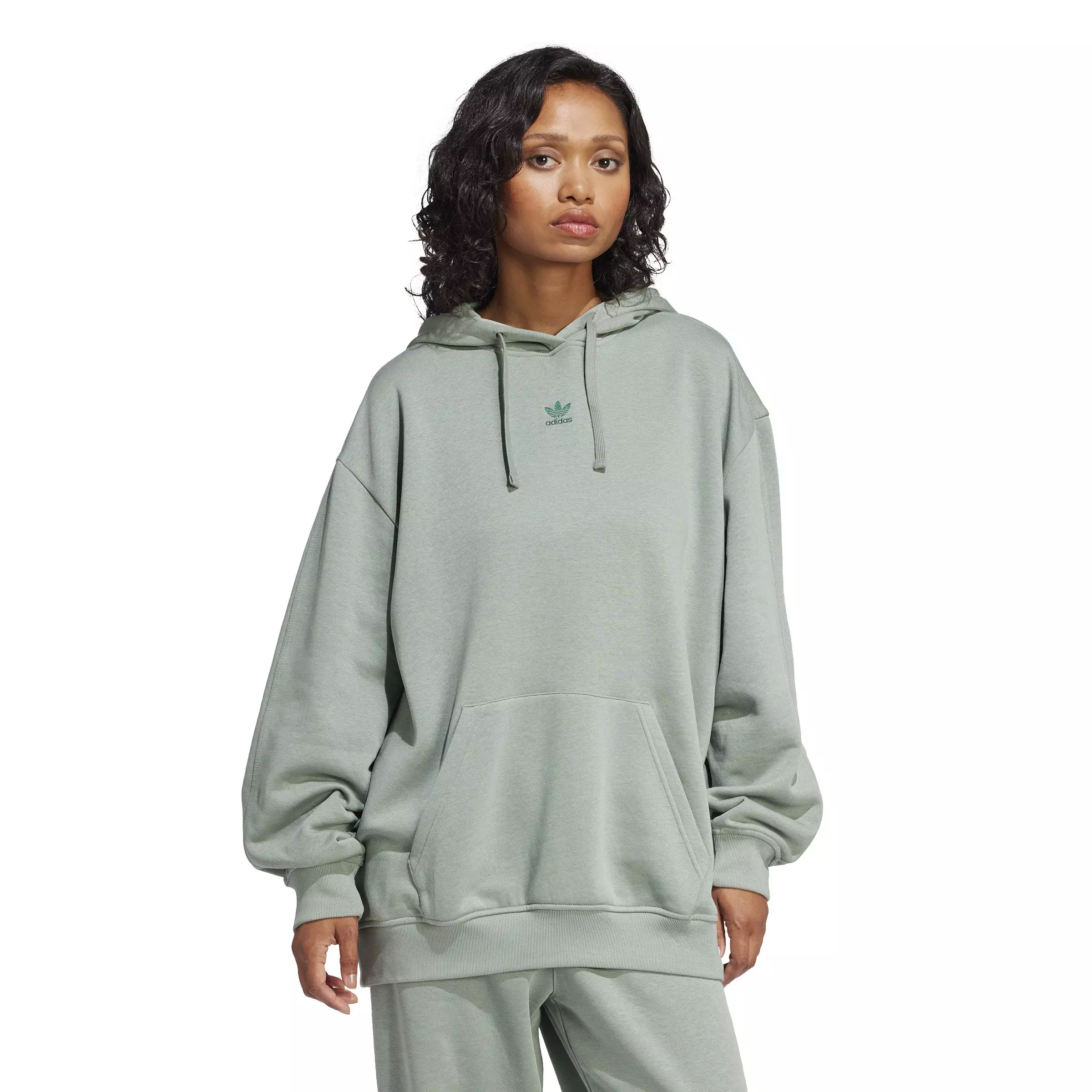 adidas Originals Women's Essentials Oversized Fleece Hoodie -Green - GREEN