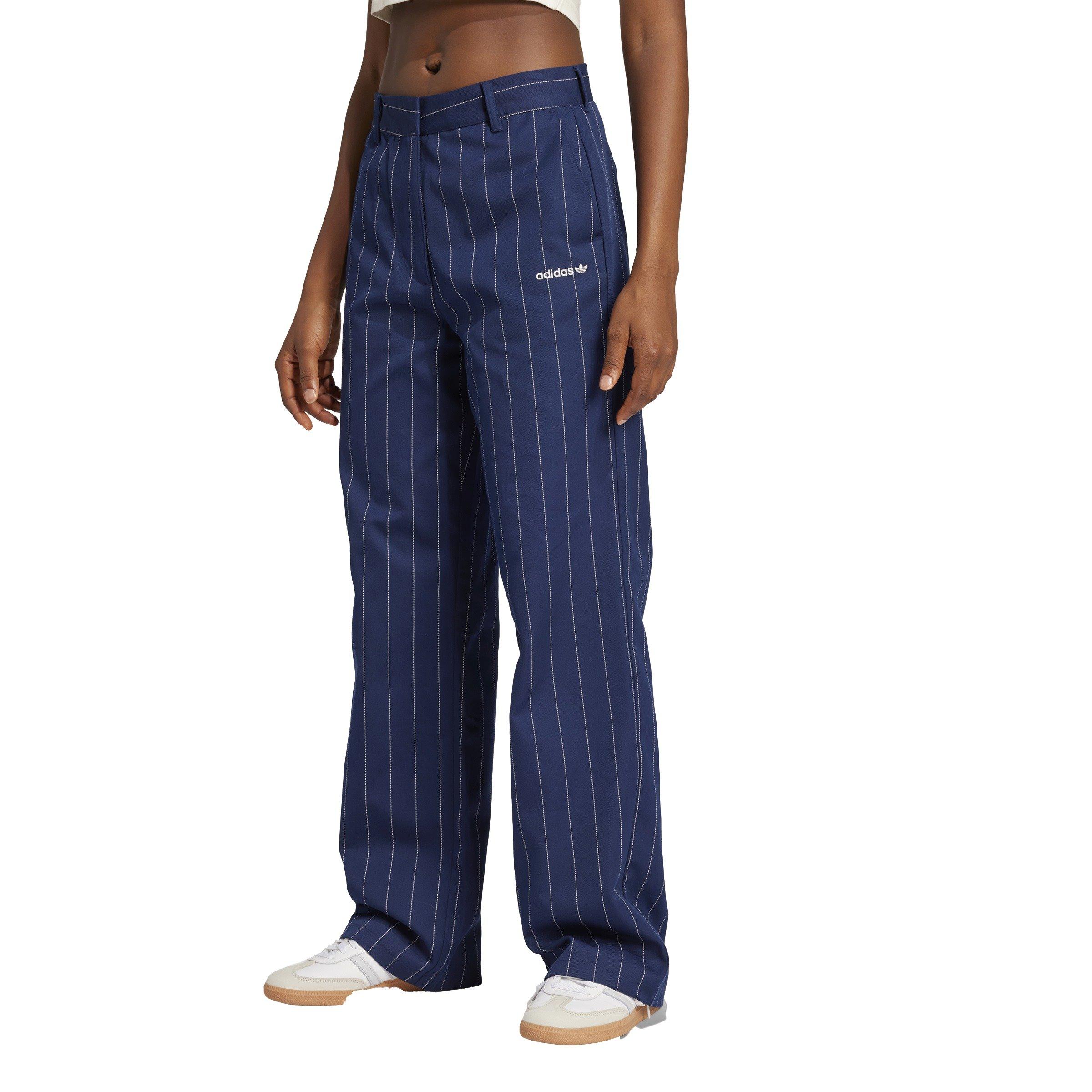 adidas Originals Women's Pinstripe Twill Loose Trousers -Blue - BLUE Thumbnail View 1