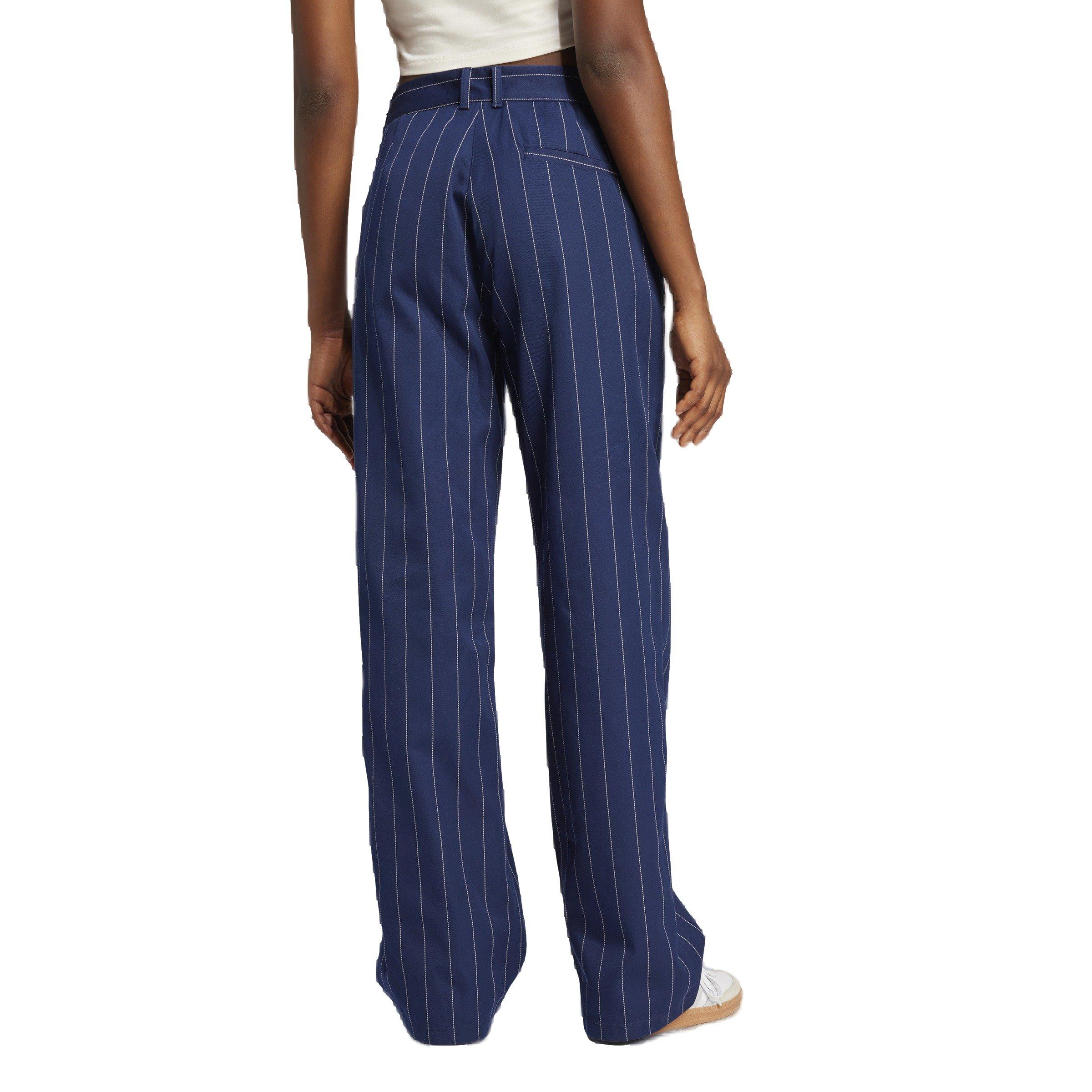 adidas Originals Women's Pinstripe Twill Loose Trousers -Blue - BLUE Thumbnail View 2