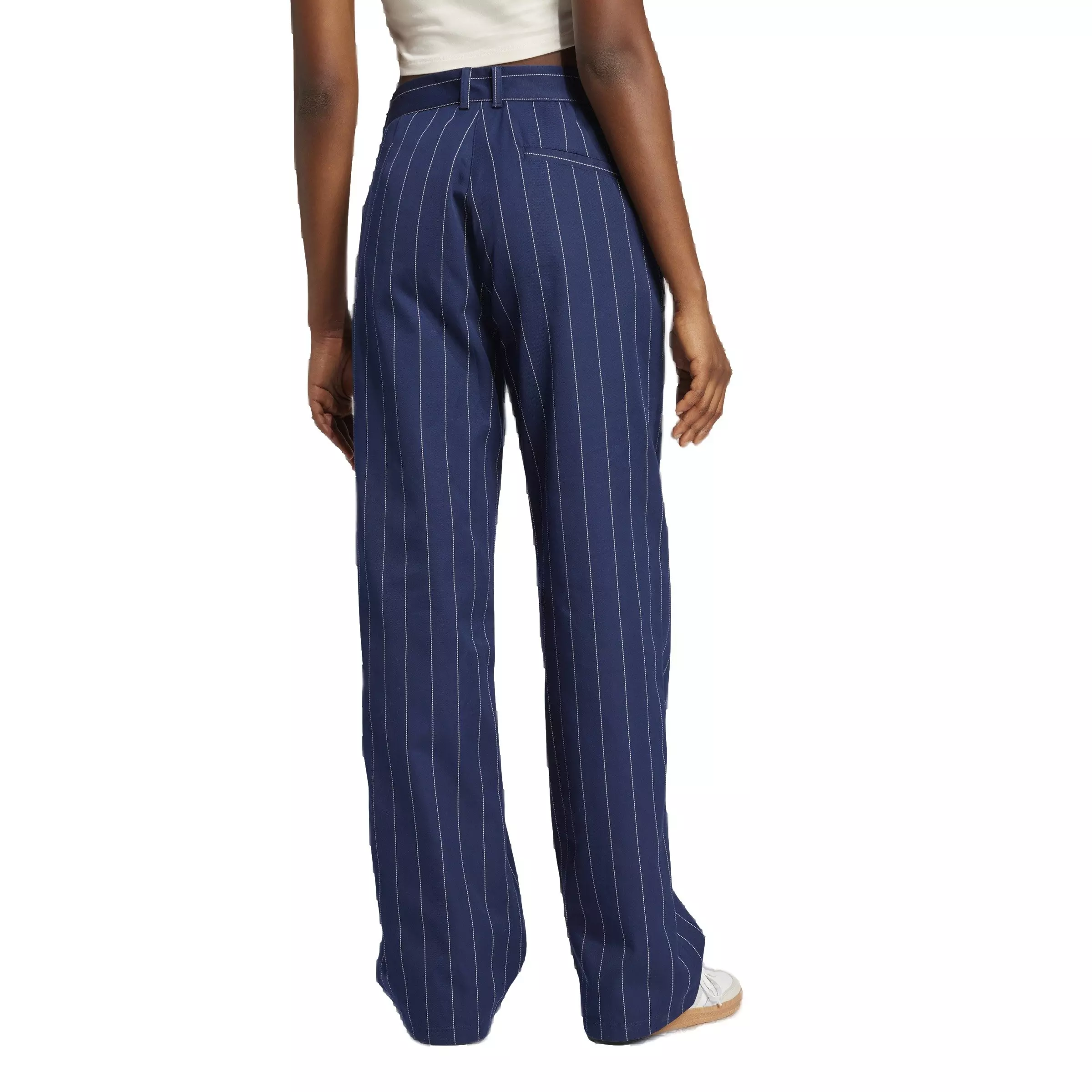 adidas Originals Women's Pinstripe Twill Loose Trousers -Blue - BLUE
