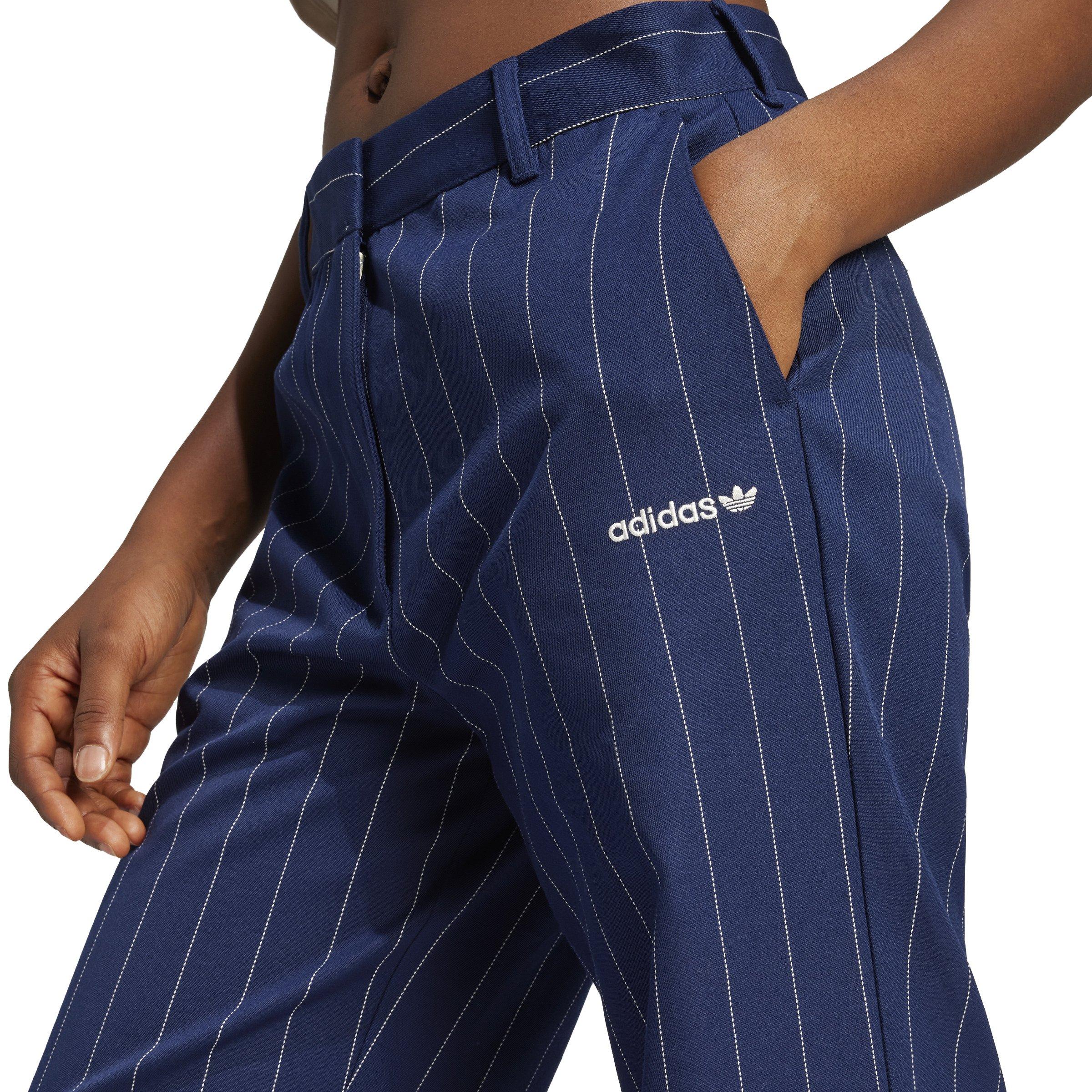 adidas Originals Women's Pinstripe Twill Loose Trousers -Blue - BLUE Thumbnail View 3