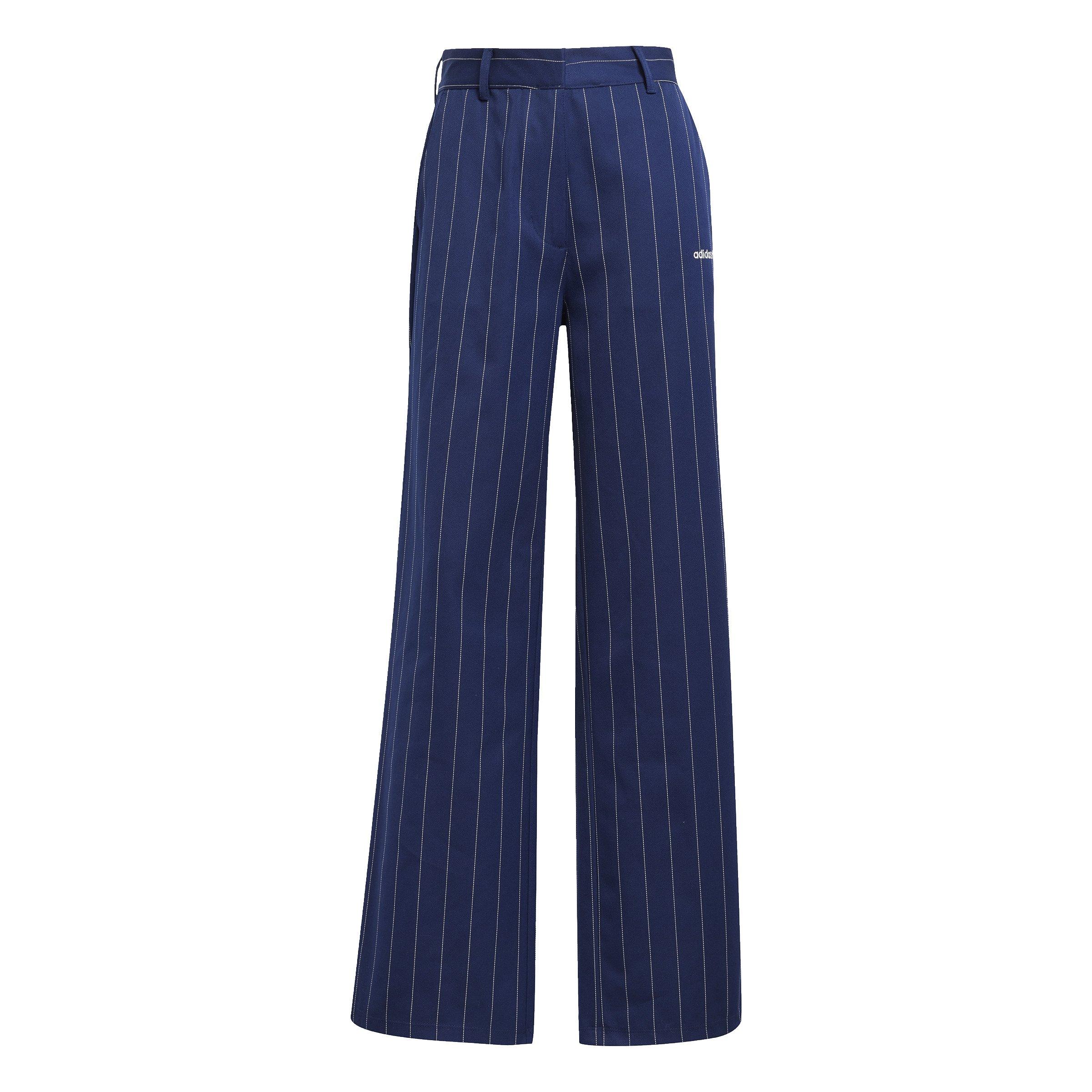 adidas Originals Women's Pinstripe Twill Loose Trousers -Blue - BLUE Thumbnail View 6