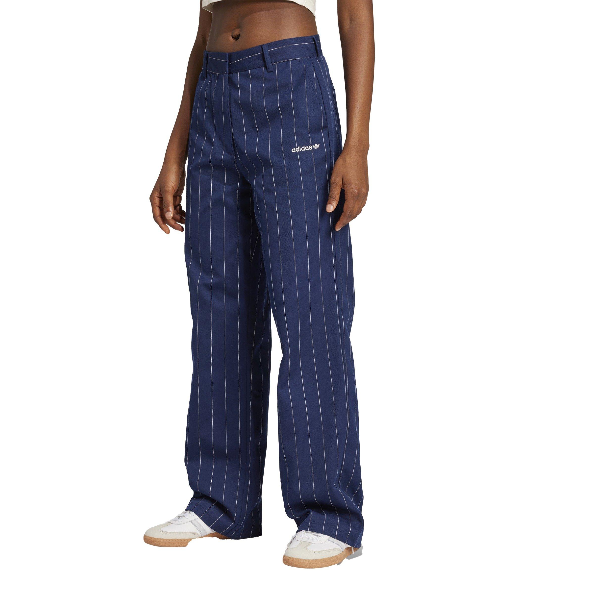 adidas Originals Women's Pinstripe Twill Loose Trousers -Blue