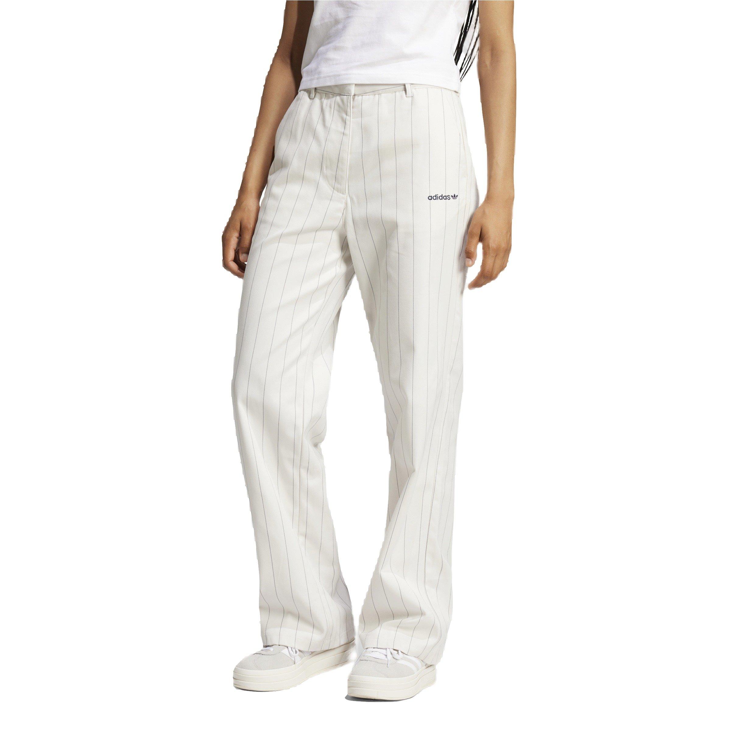 adidas Originals Women's Pinstripe Twill Loose Trousers - White - WHITE Thumbnail View 1