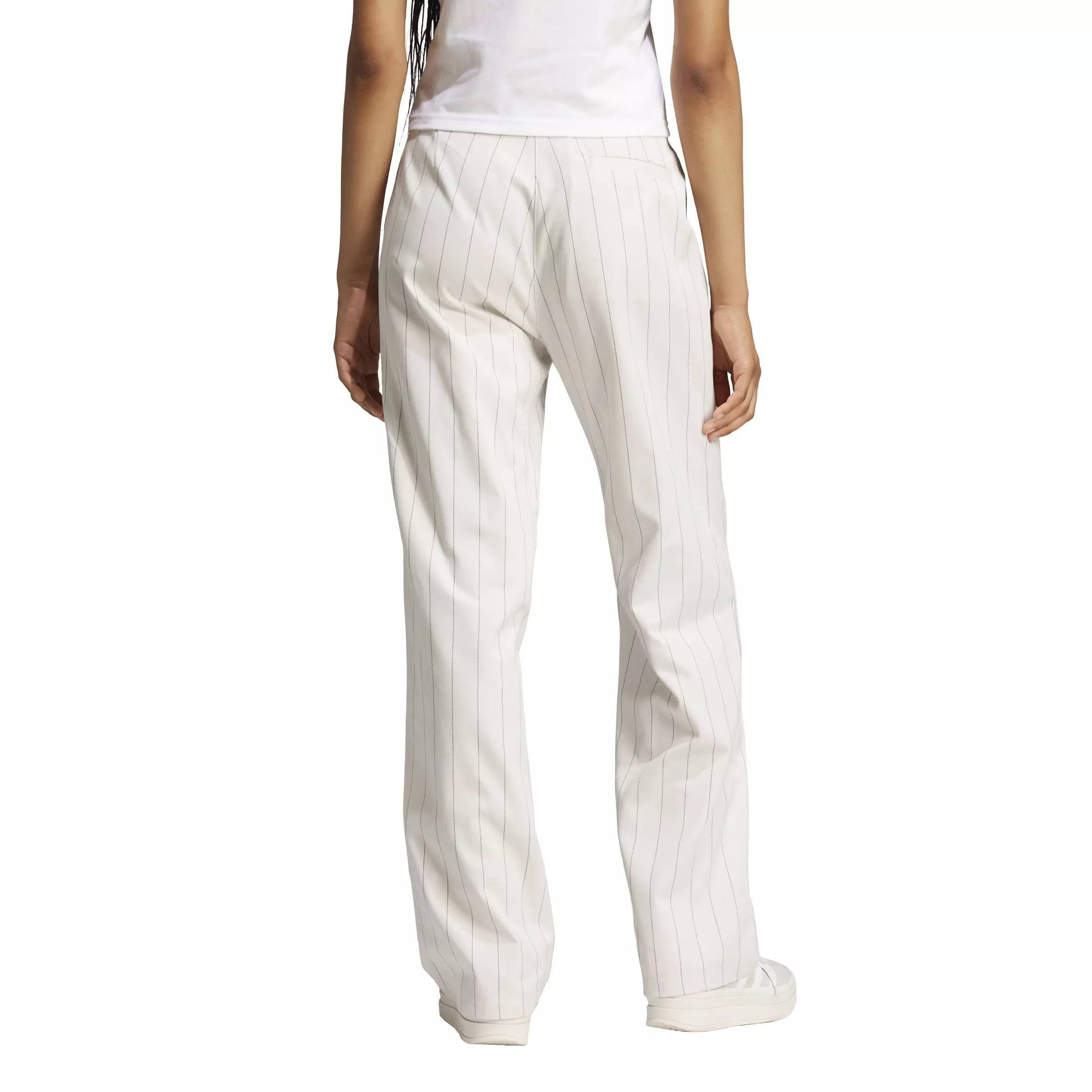 adidas Originals Women's Pinstripe Twill Loose Trousers -White - WHITE