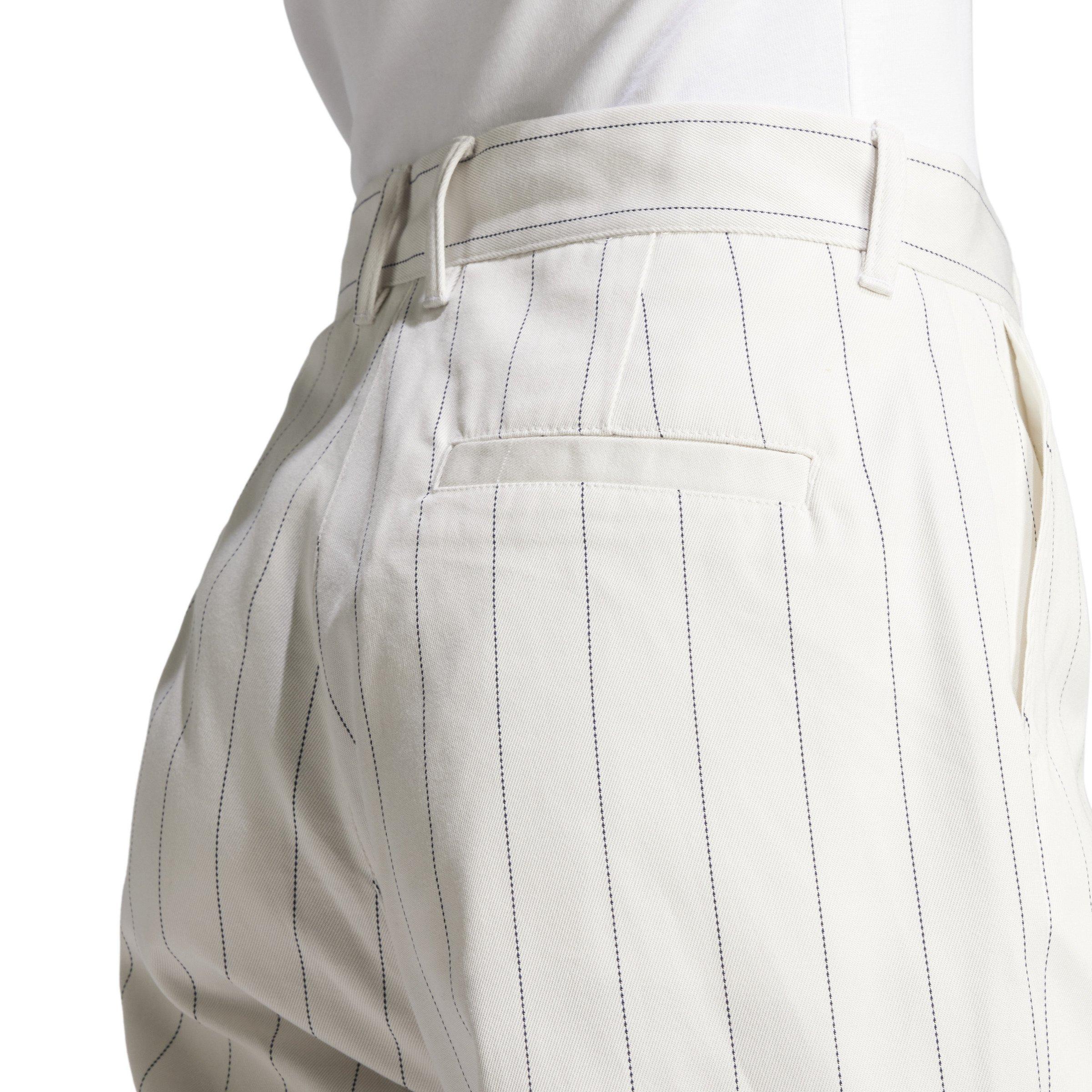 adidas Originals Women's Pinstripe Twill Loose Trousers - White - WHITE Thumbnail View 4