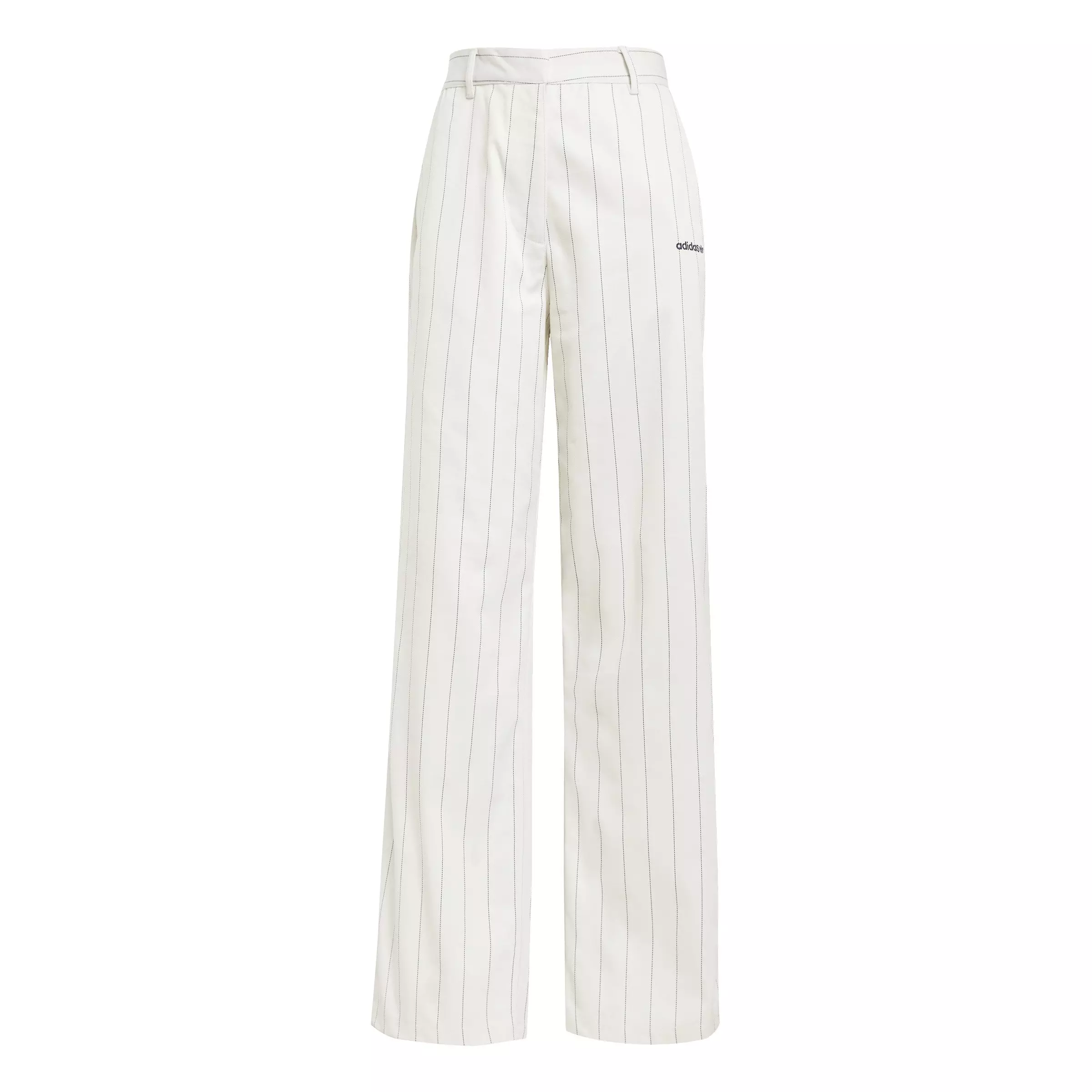 adidas Originals Women's Pinstripe Twill Loose Trousers - White - WHITE