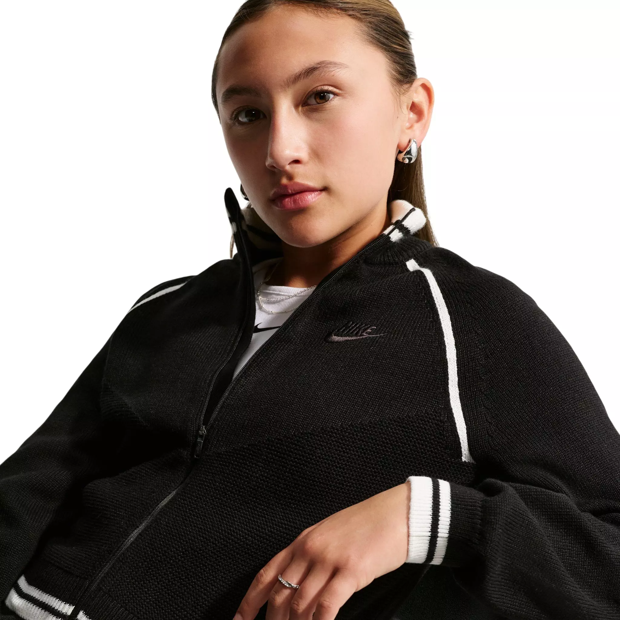 Nike Big Girls' Sportswear Collection Sweater Track Jacket - Black - BLACK