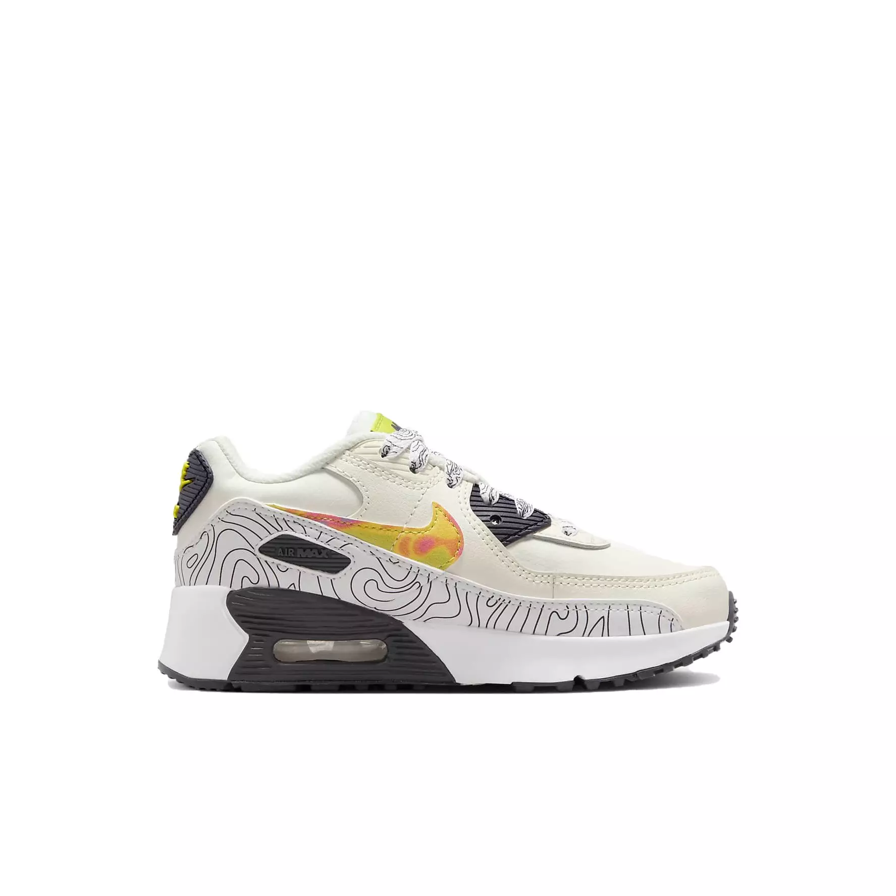 Nike Air Max 90 LTR SE "Sail/Gridiron/Bright Cactus/Multi-Color" Preschool Girls' Shoe - SAIL/GRIDIRON/CACTUS/MULTI COLOR