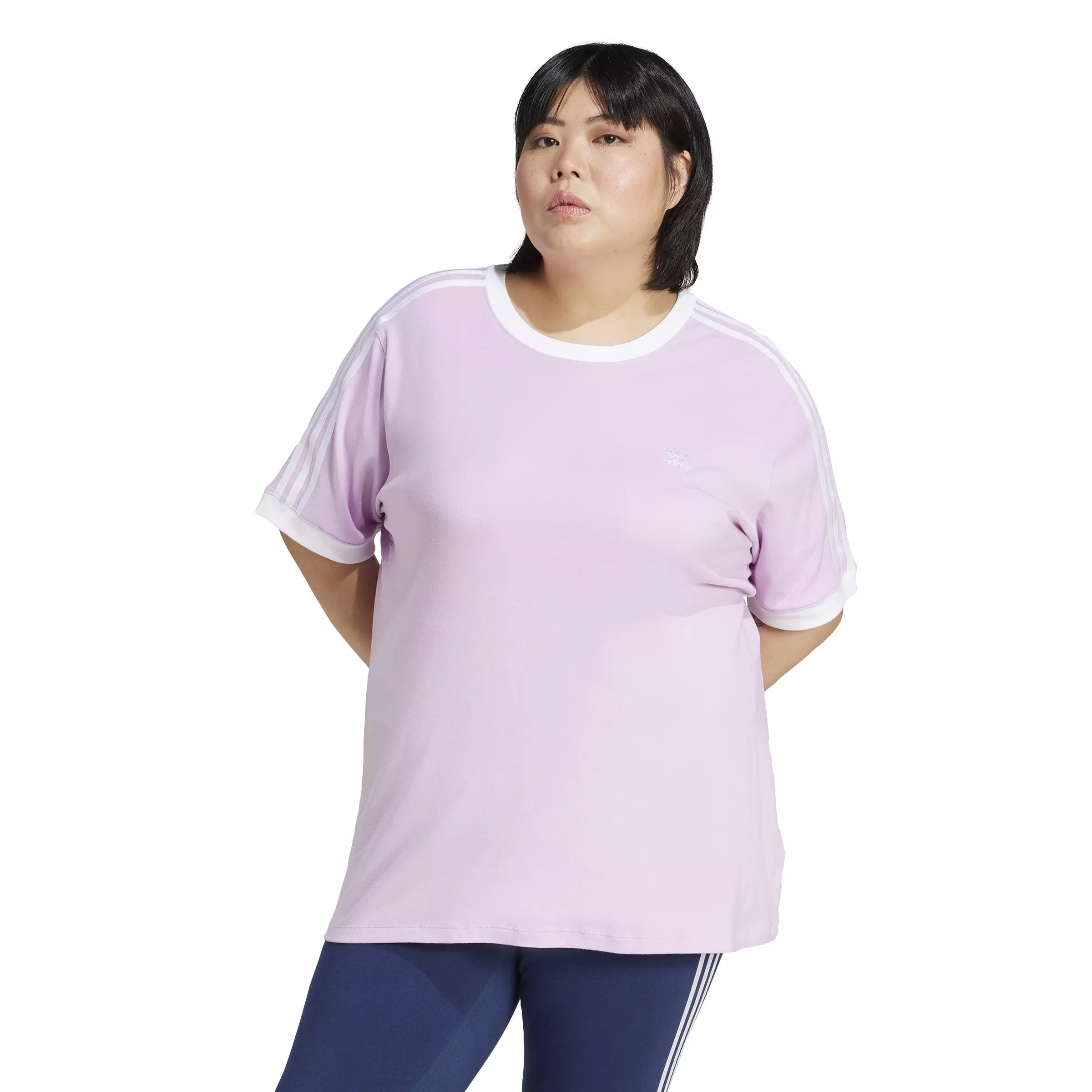 adidas Originals Women's Baby 3-Stripes T-Shirt -Purple - PURPLE
