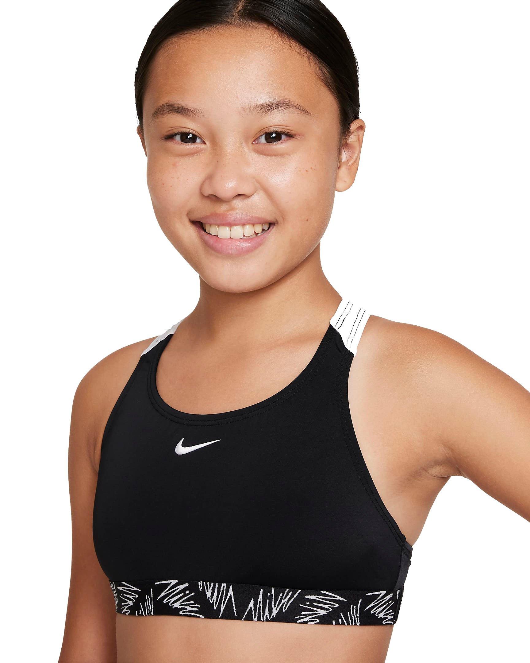 Nike Big Girls Script Logo Crossback Sport Bikini & Short Set - BLACK Thumbnail View 6