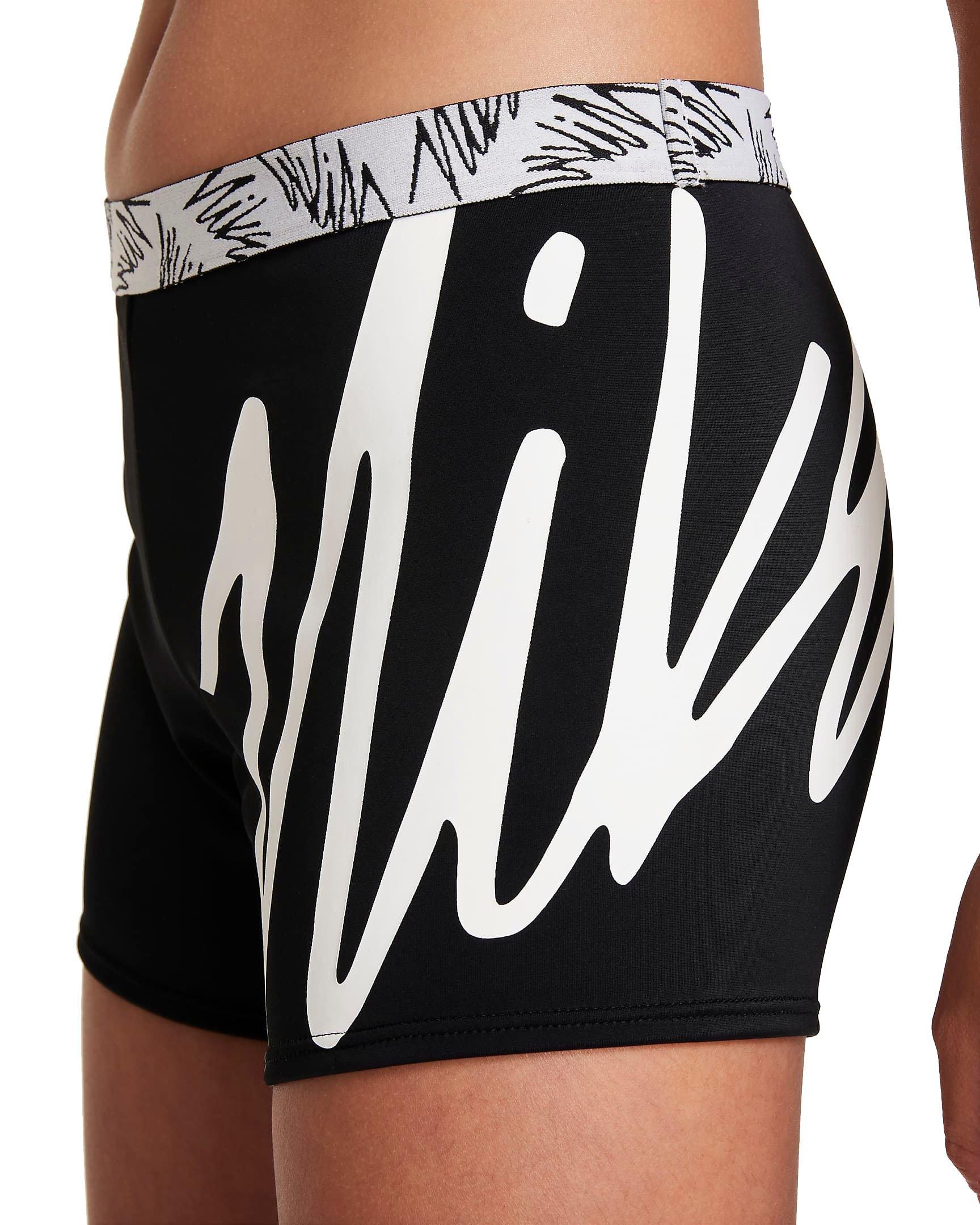 Nike Big Girls Script Logo Crossback Sport Bikini & Short Set - BLACK Thumbnail View 5